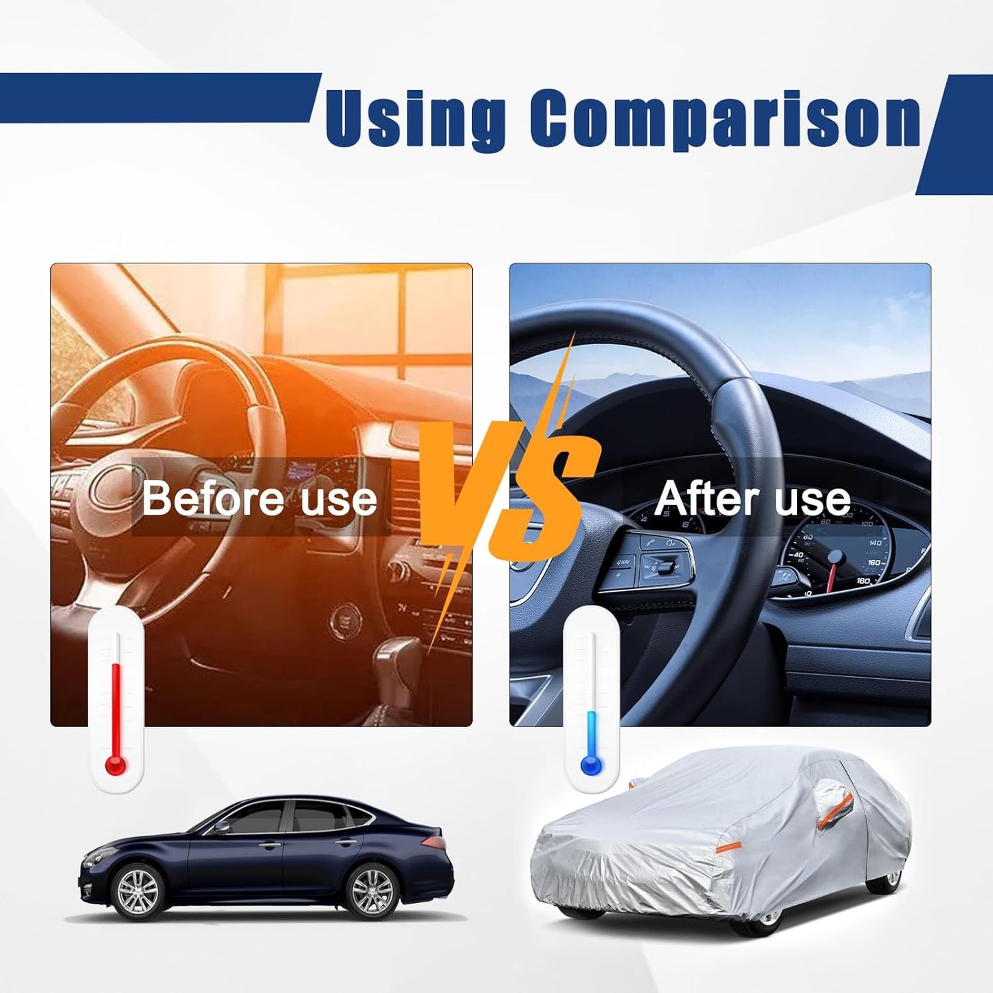 Kayme 6 Layers Car Cover Custom Fit for Chevrolet Chevy Malibu (1997-2025) Waterproof All Weather for Automobiles, Outdoor Full Cover Rain Sun UV Protection.Silver