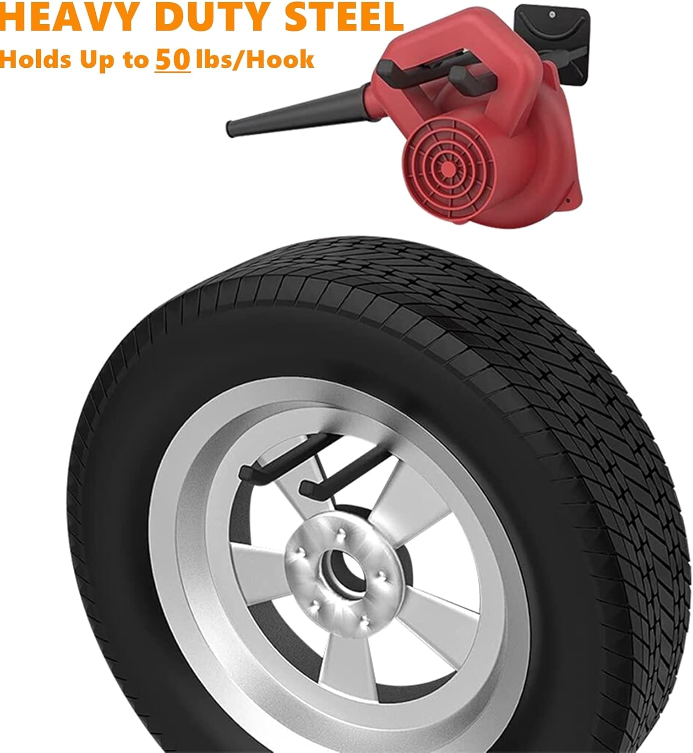 TORACK 4 Pack Garage Storage System Hooks, Heavy Duty Wall Mount Tool Organizer, Chair Hanger Garage Storage Utility Hooks for Car Tires, Ladders, Chairs, Strollers, Power Tools, Garden Tools