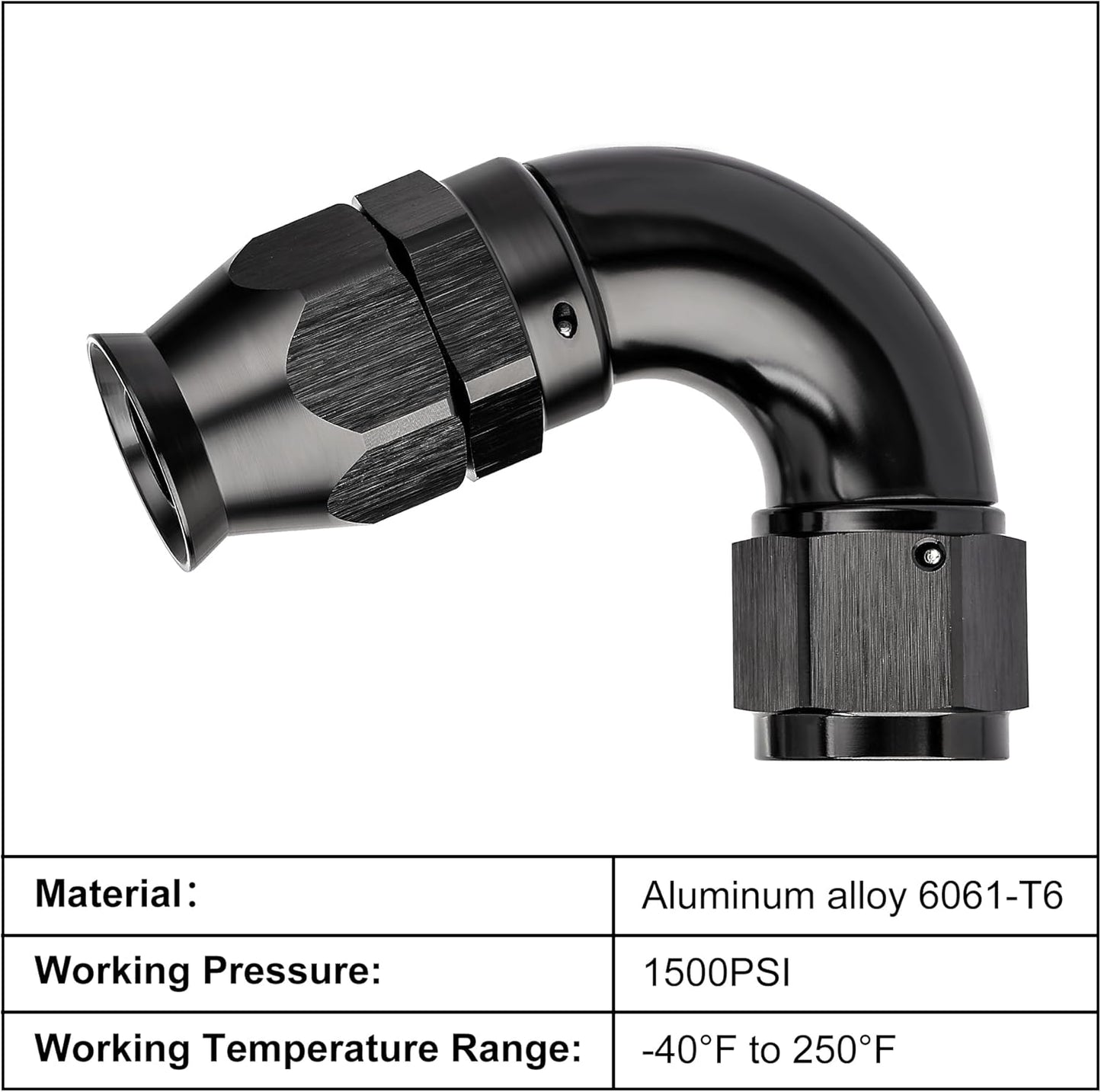EVIL ENERGY 6AN 120 Degree PTFE One Piece Full Flow End Hose Fitting Aluminum Black