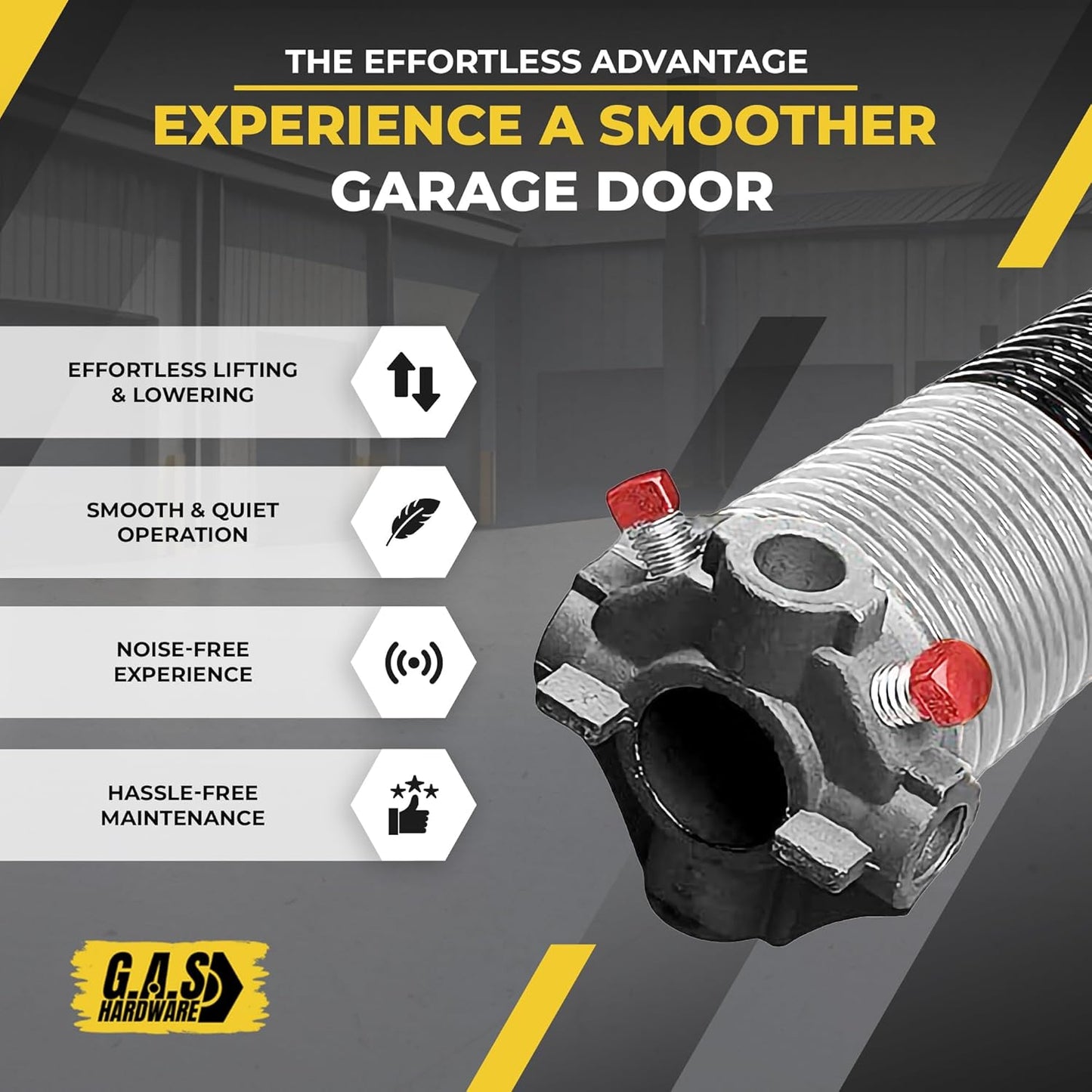 Garage Door Torsion Spring 218x1.75x28 Includes 1” Steel Bearing, Non-Slip Gloves, and Winding Bars for Left Side of Garage Door Precision E-Coating 5-Year Warranty Min. 30,000 Cycles (Red Cone)
