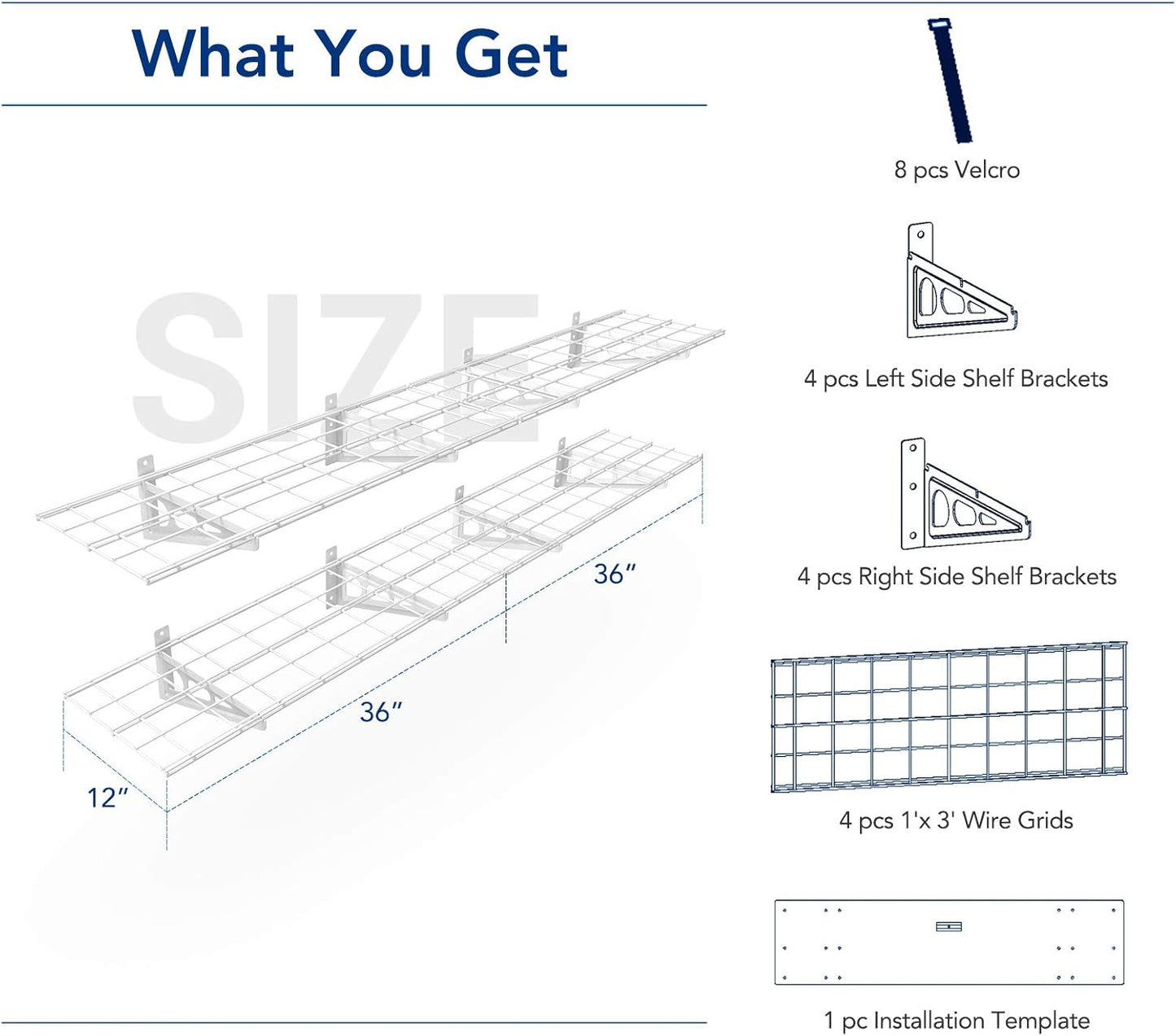 FLEXIMOUNTS 12-inch-by-72-inch Wall Shelf Garage Storage Rack Wall Mounted Floating Shelves,1x6ft ,white, 2-Pack
