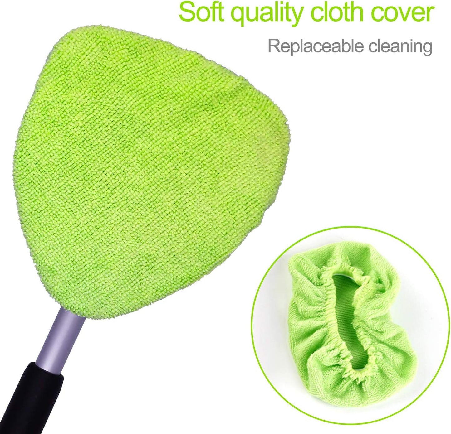 XINDELL 5 Pack Microfiber Pads – Replacement Heads Cover for Xindell Windshield Cleaner Tools. Washable & Reusable Triangle Pads (Green). Fits Window Reach Tool - Handle Not Included