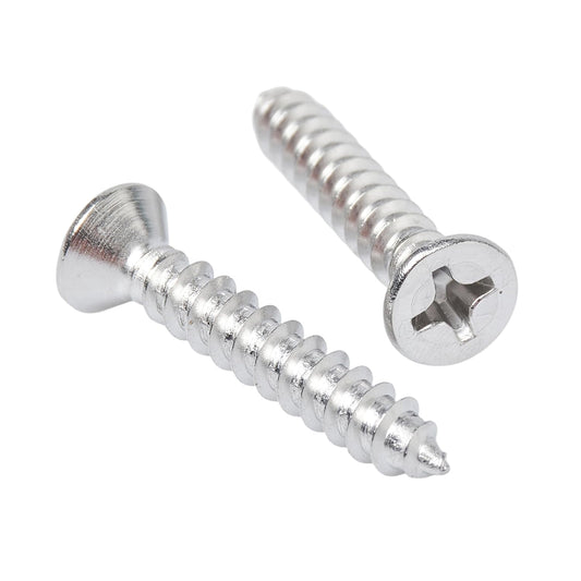 Bolt Dropper 25 Pack #14 x 1-1/2 Inch Stainless Steel Screws - Flat Head Phillips Wood Screw - 18-8 (304) Corrosion-Resistant - Heavy Duty Deck Screws for Indoor and Outdoor Use