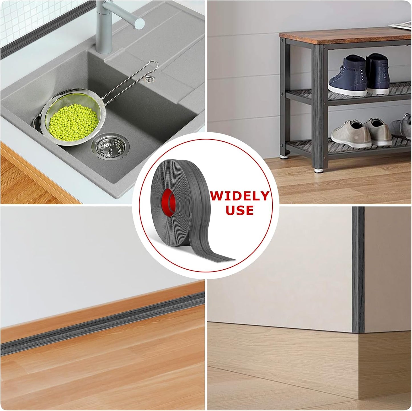 Flexible Wall Corner Protector Moulding Trim Peel and Stick Wall Corner Guards Edge Protector Self Adhesive Molding Trim Strip for Edge Ceiling (Deep Gray Wood Grain, 0.8 in x 20 Ft)