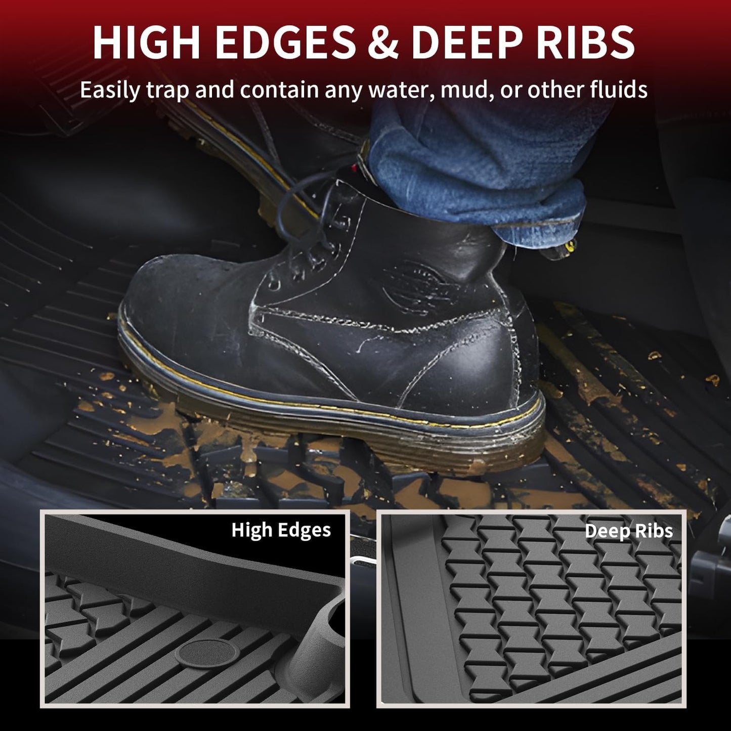 LASFIT Floor Mats Fit for Lexus 2025 2024 2023 2022 NX/NX250/NX350 (Not for Hybrid), All Weather Car Mats for Lexus NX 250/NX 350/NX 350 F Sport TPE Heavy Duty Floor Liners,Front & Rear Rows,Black