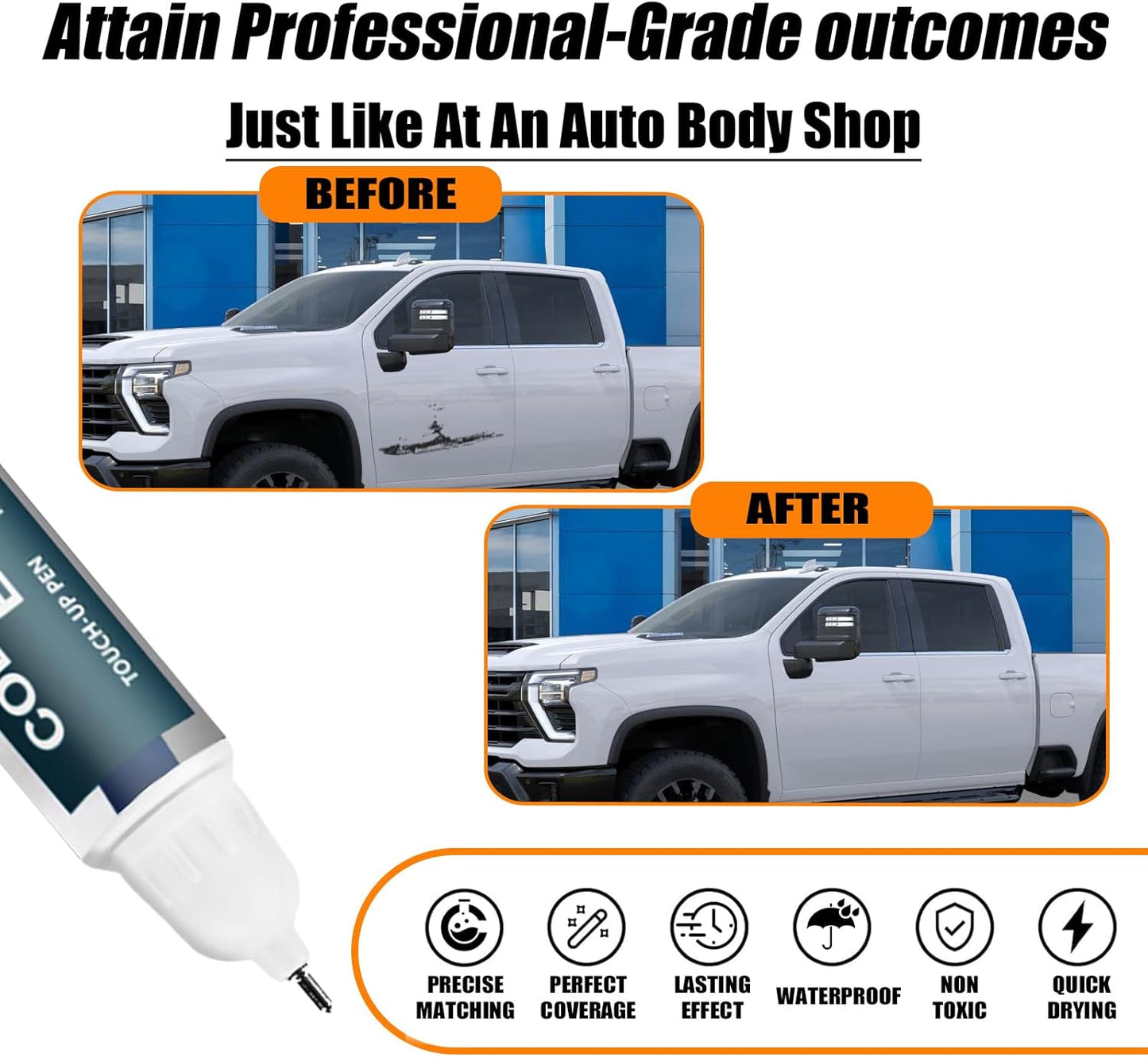 Summit White(GAZ/WA8624) Touch Up Paint Compatible with Chevrolet, Car Paint Pen Scratch Repair Two-In-One Touch Up Paint, Premium Car Scratch Remover for Deep Scratches