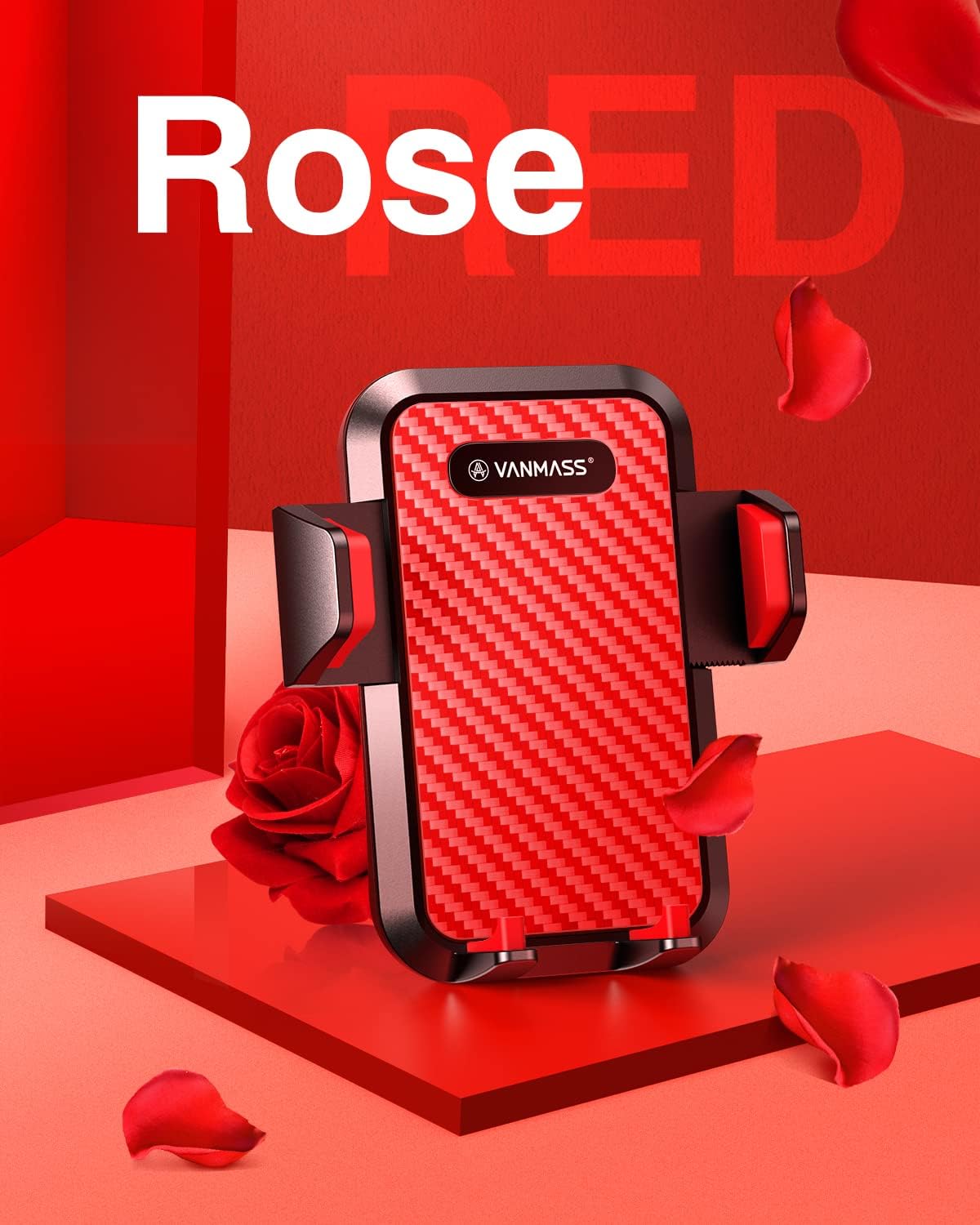 VANMASS 【2025 Strongest & Military-Grade Car Phone Mount 【Patent & Safety】 Ultimate Cell Phone Holder Best Handsfree Stand for Dash Windshield Vent for iPhone 16 Pro Max 15 14 Android & Truck, Red