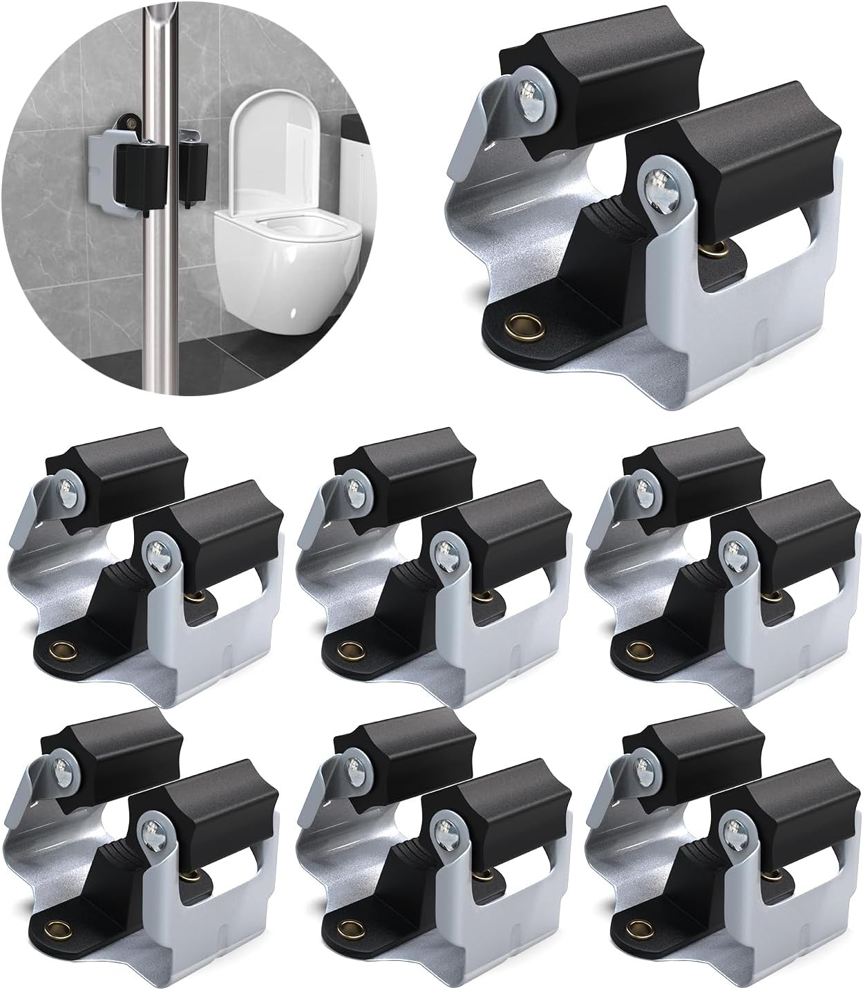 3-H 6 Pack Mop and Broom Holder Big Size Hanging 1 KG Extra,Broom Holder Wall Mount for Hanging and Organizing Shove Rake Yard Tools in Kitchen Shed Laundry Room Bathroom Garden(black)