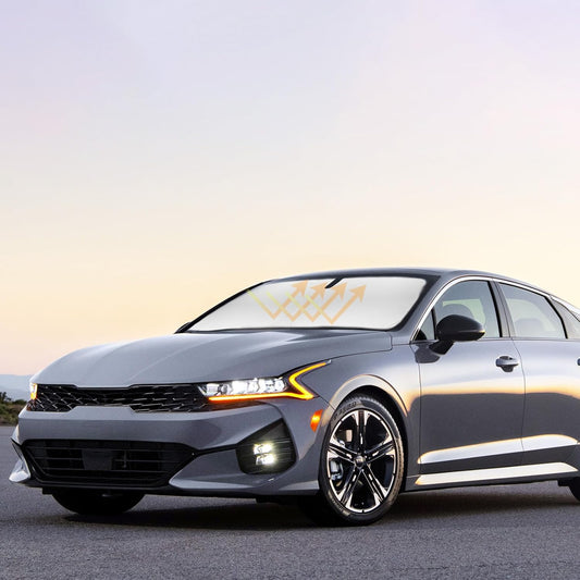 Windshield Sun Shade for 2021-2024 2025 2026 Kia K5, GT-Line, GT, Sedan Accessories Windshield Sun Visor Cover for K5 Front Window Shield 240T Reflective Polyester Protector Block UV Ray