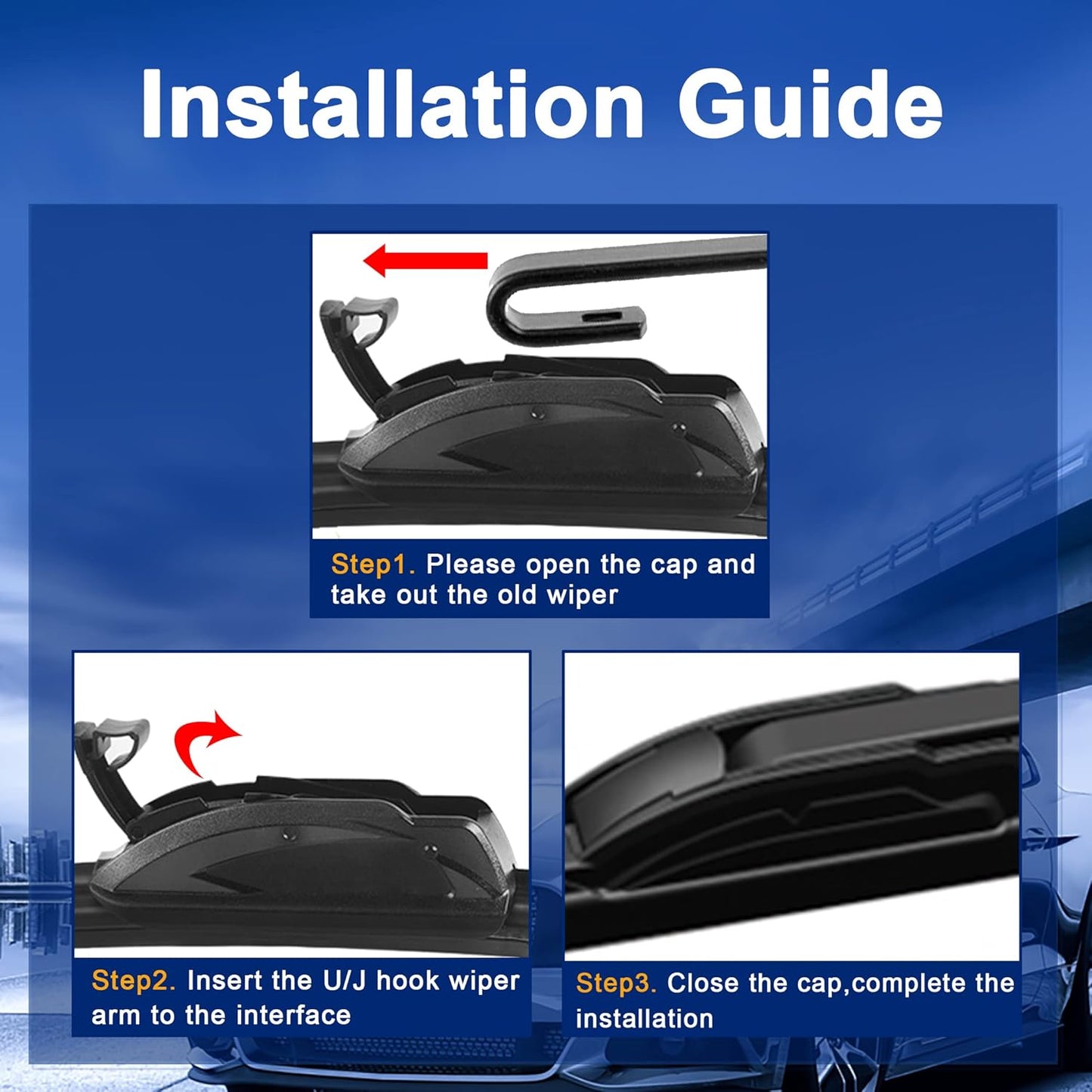 Windshield Wiper Blades Replacement for Acura MDX 2014 2015 2016 2017 2018 2019 2020 Original Factory Quality Front Rear Wipers Blade Set for Car - 26" 20" 14" (Piece of 3)