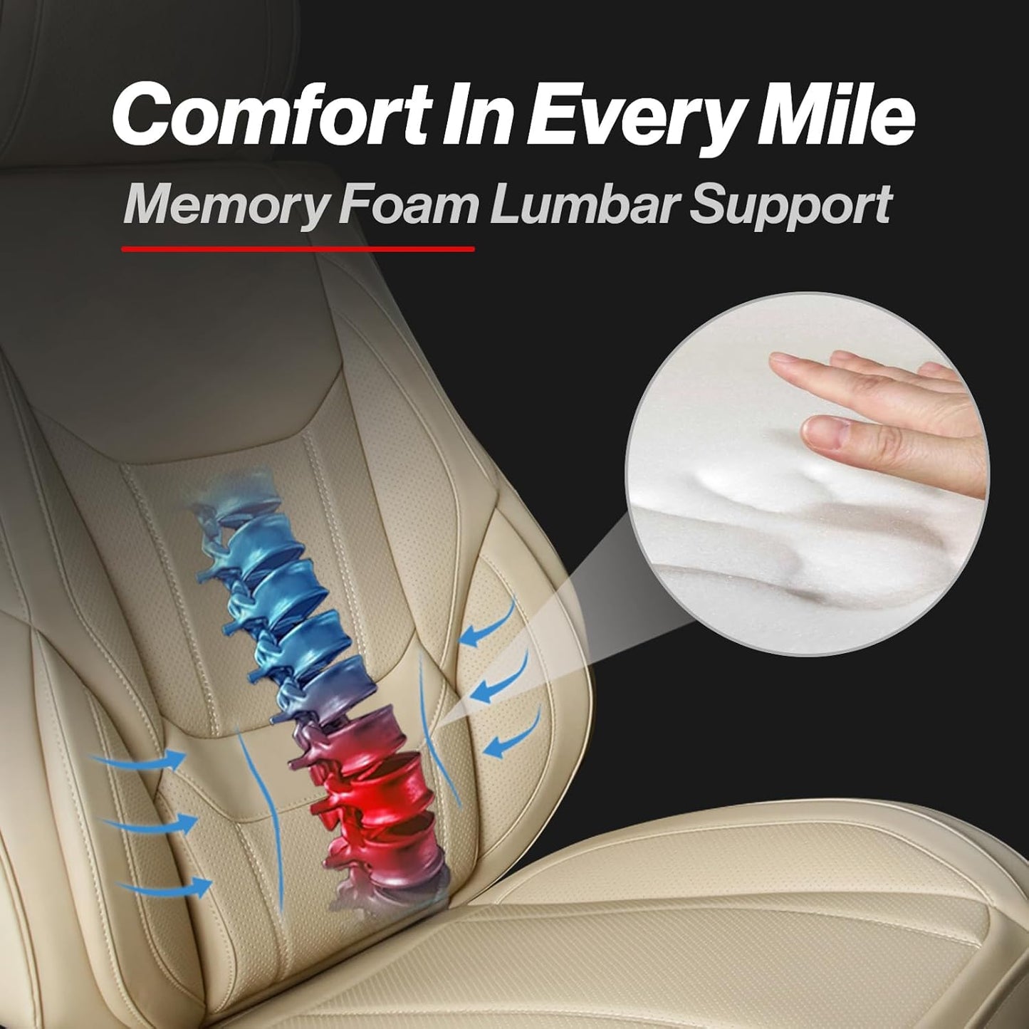 Coverland Custom Car Seat Covers Compatible with Frontier Crew Cab, King Cab - Premium Leather Non-Slip Memory Foam Waterproof Custom Interior Protector Full Set-Beige [See Size Chart-Size X137]