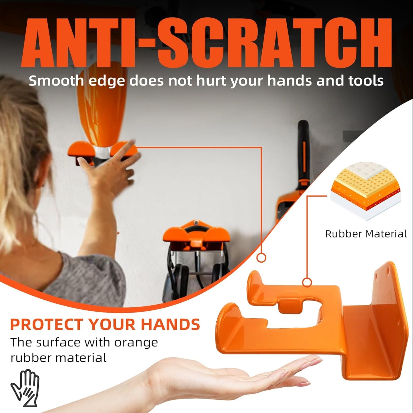 Weedeater Hanger, 4 Pack Weed Eater Hanger for Wall, Heavy Duty Weed Wacker Hooks for Garage, Garage Organization Storage Shed Organizer Mounted Trimmer Rack