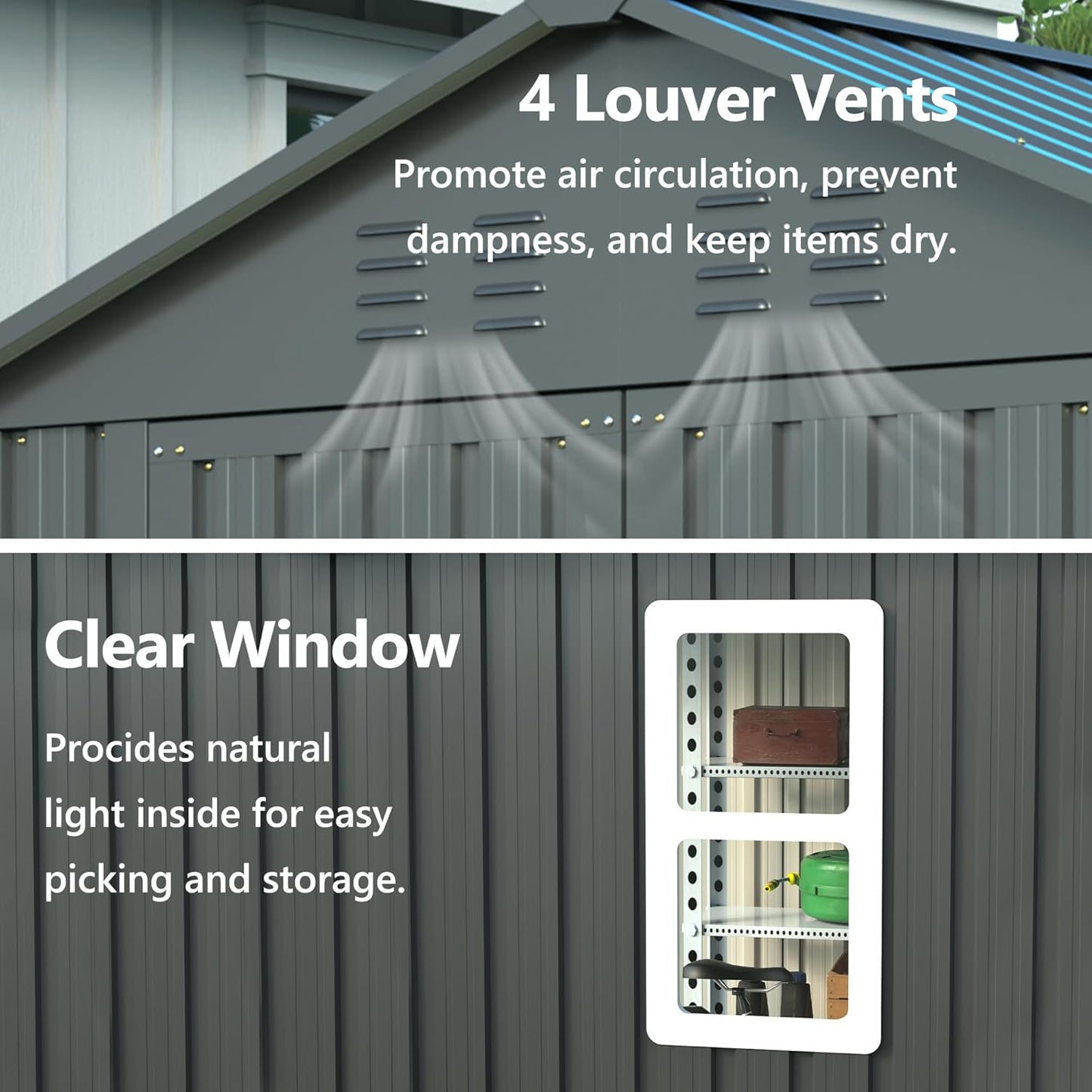 6x6 ft Metal Storage Shed Outdoor,Metal Steel Utility Tool Shed Storage House with Window and Floor Kit for Backyard Garden Patio Lawn Black