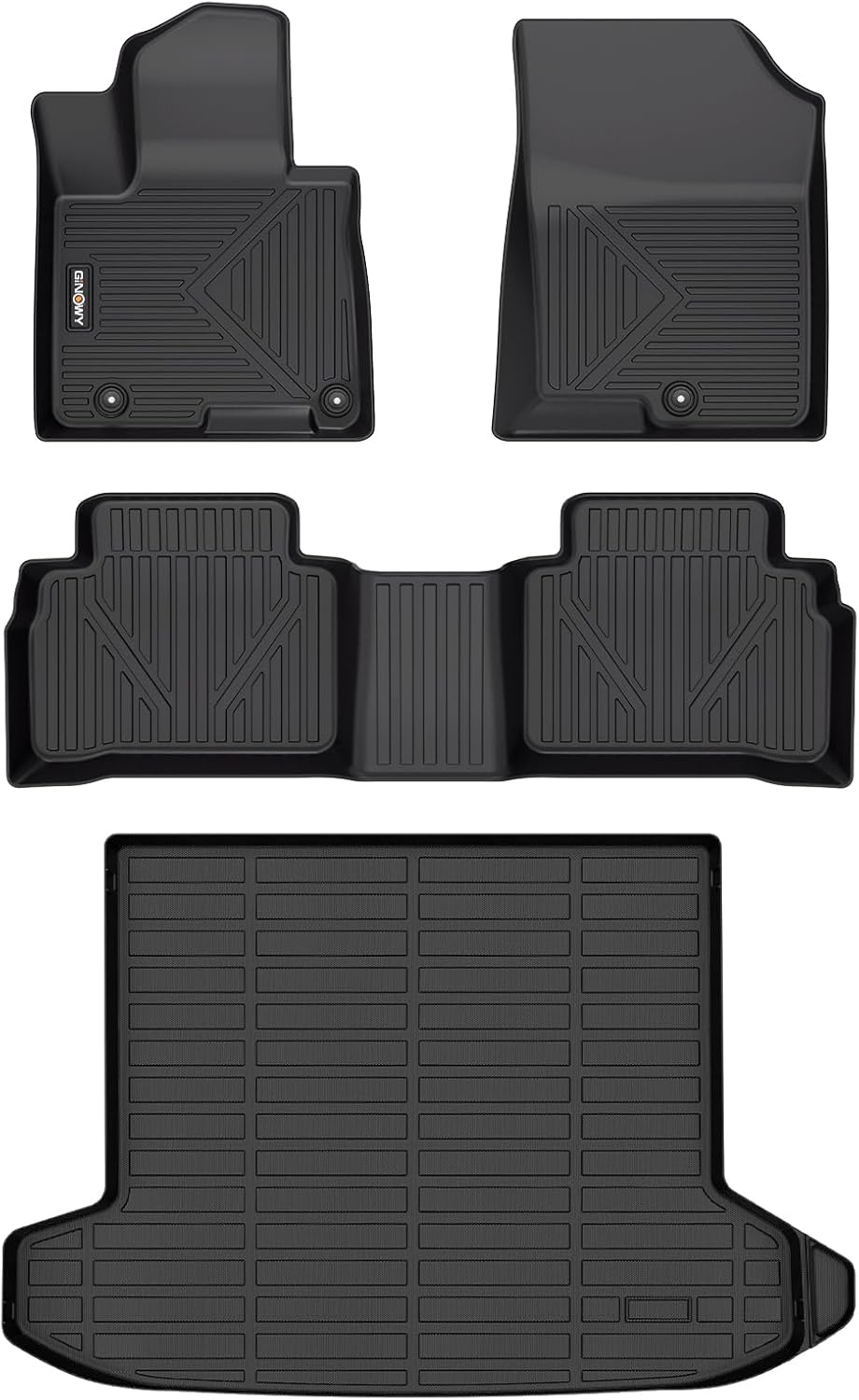 GINOWY-Floor Mats & Cargo Liner for Hyundai Tucson 2022-2024 2025 (Not for Hybrid) TPE All Weather 2023 Tucson Car Mats, Non-Slip Trunk Mat Waterproof Tucson Custom Fit Accessories Mats-Black
