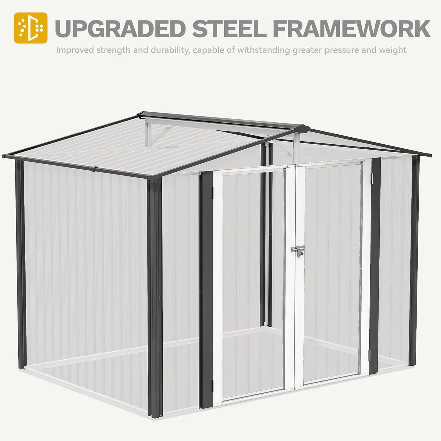 DWVO 8'x6' Large Metal Outdoor Storage Shed, Heavy Duty Tool Storage Sheds for Backyard Patio Lawn - Ideal for Bicycles, Garden Tools, and Lawn Equipment, Easy-to-Assemble, Dark Gray
