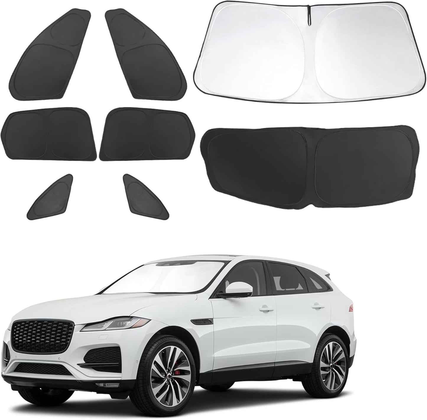 TINGLU Window Shades for Jaguar F-Pace 2016-2024 2025 Accessories Car Side Full Windows Rear Triangular Windshield Sun Shade Sun UV Rays & Privacy Protection for Camping,Napping 8PCS