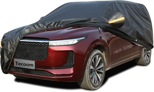 Tecoom SUV Car Cover Waterproof All Weather for Automobiles with Cotton Lock/Zipper Door, UV Snow Wind Dust Hail Storm Outdoor Car Tarp Covers, Universal Full Exterior Covers Fit for 216-230 Inch
