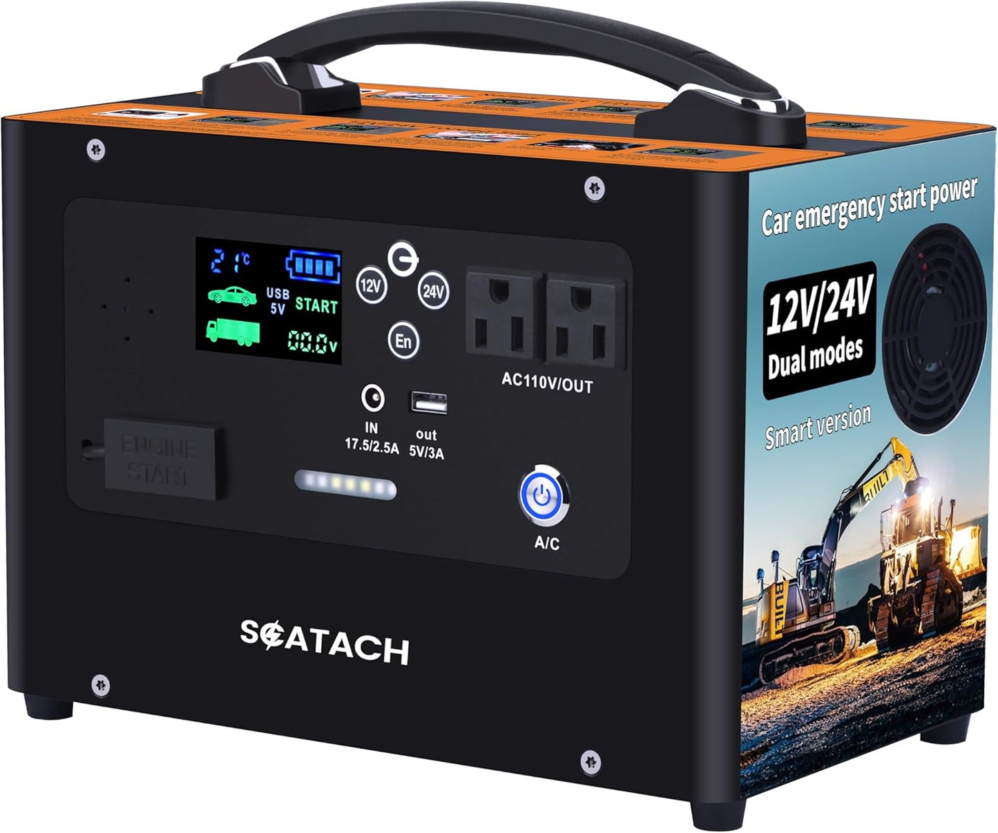 Scatach 10000A Jump Starter, 24V 400W Inverter Battery Jumper Starter Power Station for All Gas or Diesel Engines, 155Wh Heavy Duty Truck Jump Starters Portable Power Bank for Outdoors Camping Travel