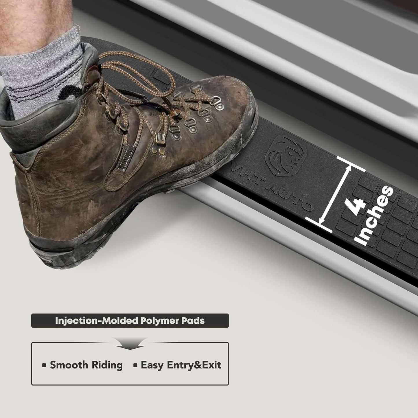 YHTAUTO 4 Inch Running Boards Side Steps Compatible with Chevy & GMC Models - Silverado, Sierra 1500/2500 HD/3500 HD 1999-2018, Standard/Regular Cab, Oval 90° Bent Ends Stainless Steel Polished Chrome