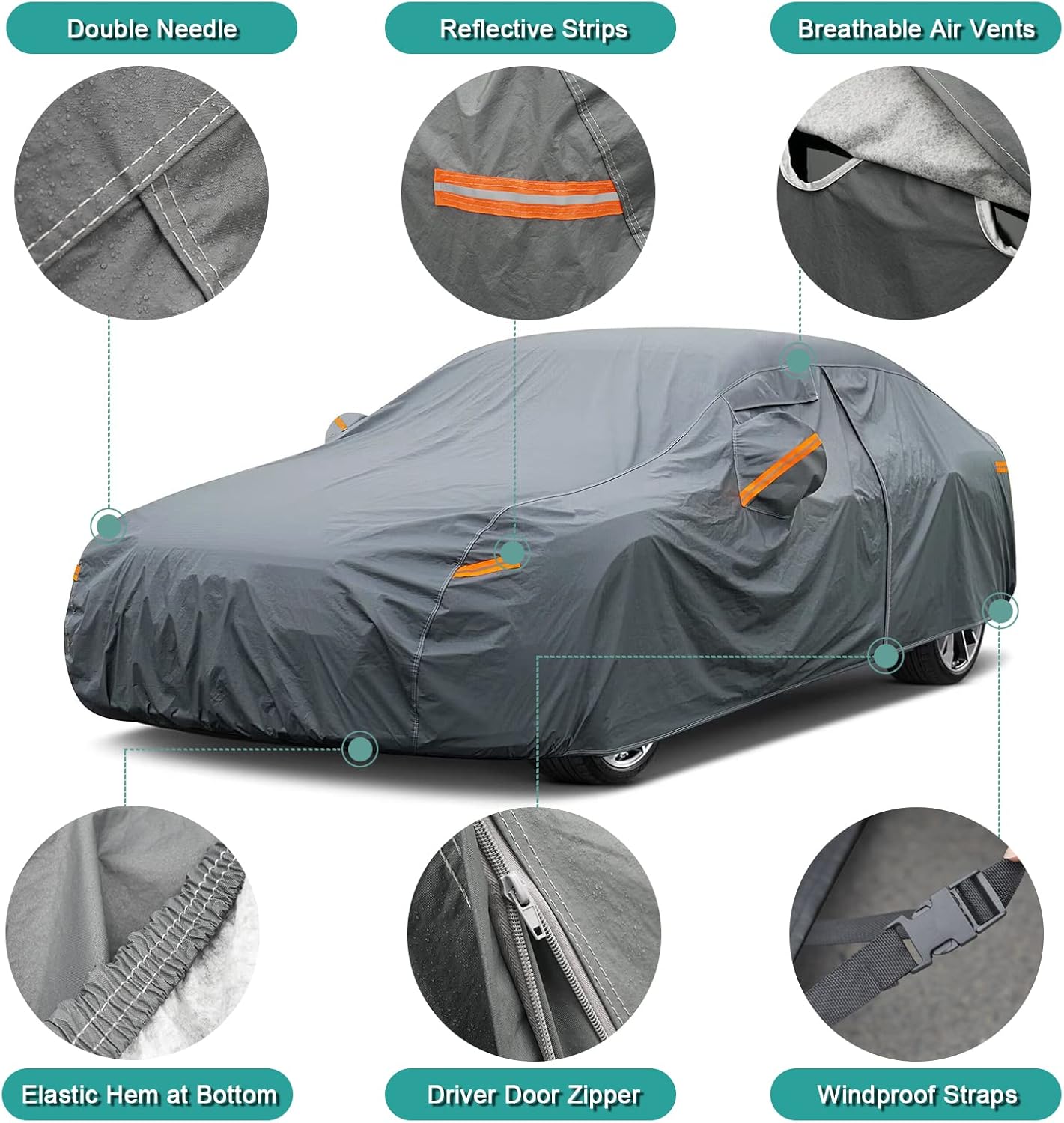 Premium Car Cover Custom Fit Audi Q5 (2008-2025), 16 Layers Heavy Duty Car Cover Waterproof All Weather with Zipper Door for Sun Rain Snow Dust Uv Protection