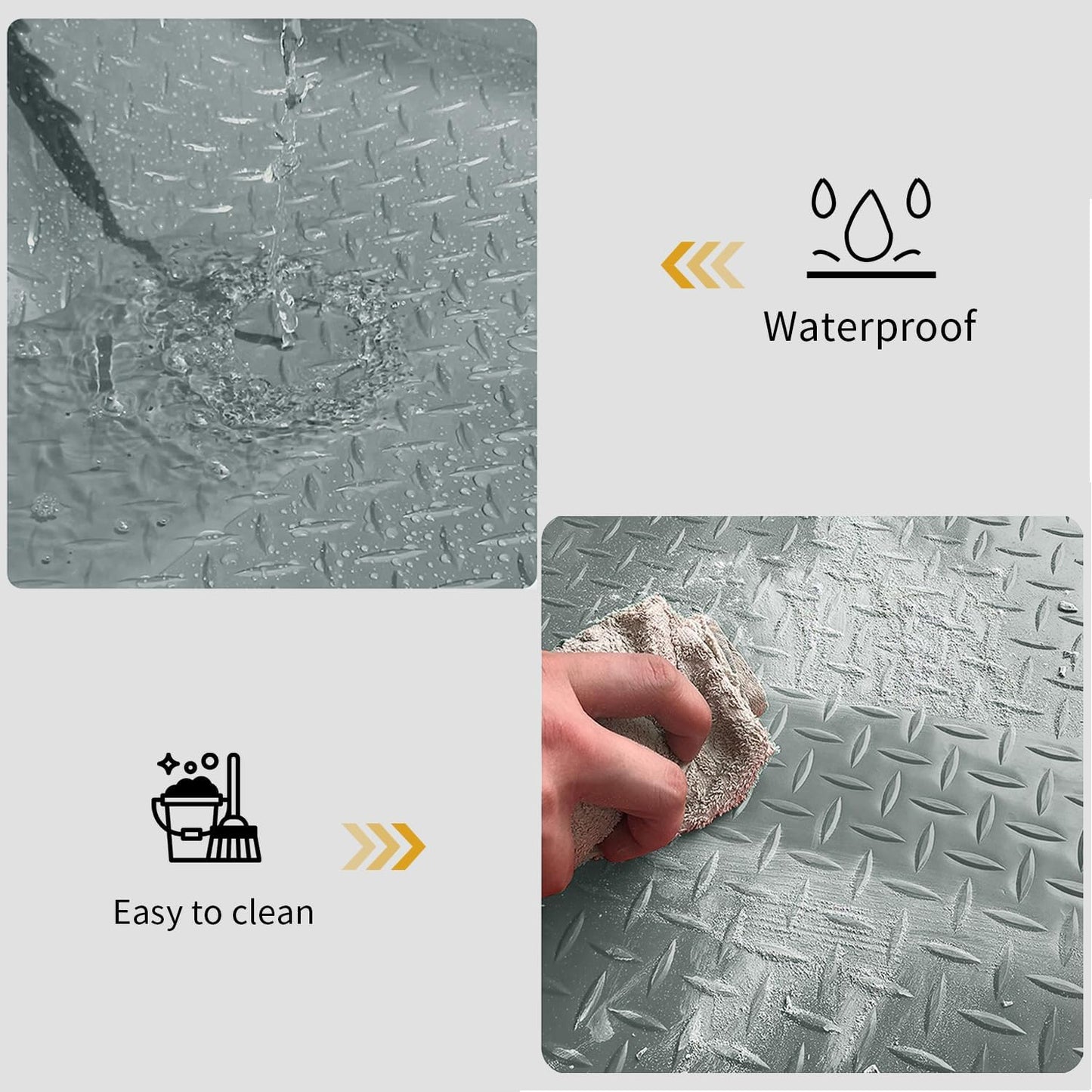 Premium Garage Floor Mat, Commercial Grade Heavy Duty Parking Mat for Garage Floor, Golf Cart Parking, Water/Stain Resistant Floor Runner (Grey Diamond, 2 Rolls x 4 x 6.5 Feet)