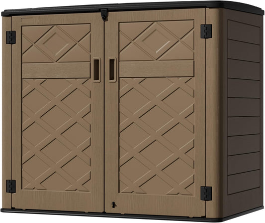 Resin Outdoor Storage Shed, Outdoor Storage Box Waterproof for Garden Tools, Patio Furniture, Trash Cans, Garage Storage, Lockable