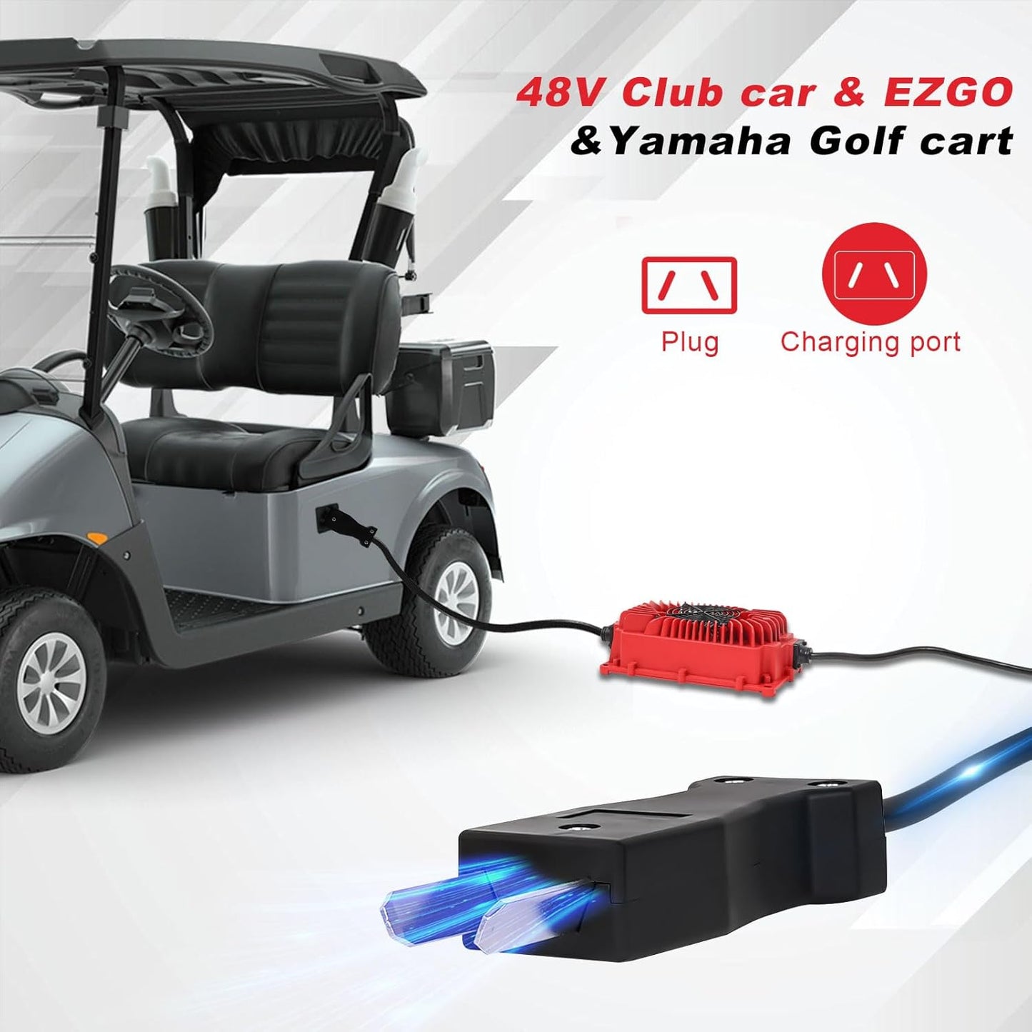CRAFTSMAN GOLF 48 Volt 18 Amp Golf Cart Battery Charger for 48V EZGO Club Car Yamaha Onboard Golf Cart Charger with Crowfoot Plug