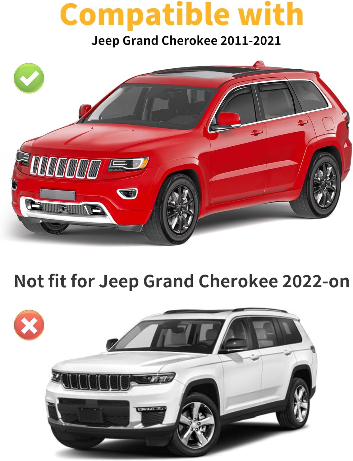 in-Channel Window Rain Guards Fit for Jeep Grand Cherokee(Limited) 2011-2021 Extra Durable Window Visors Window Deflectors Vent Visors Vent Shades Car Accessories-4 pcs 2-Q18