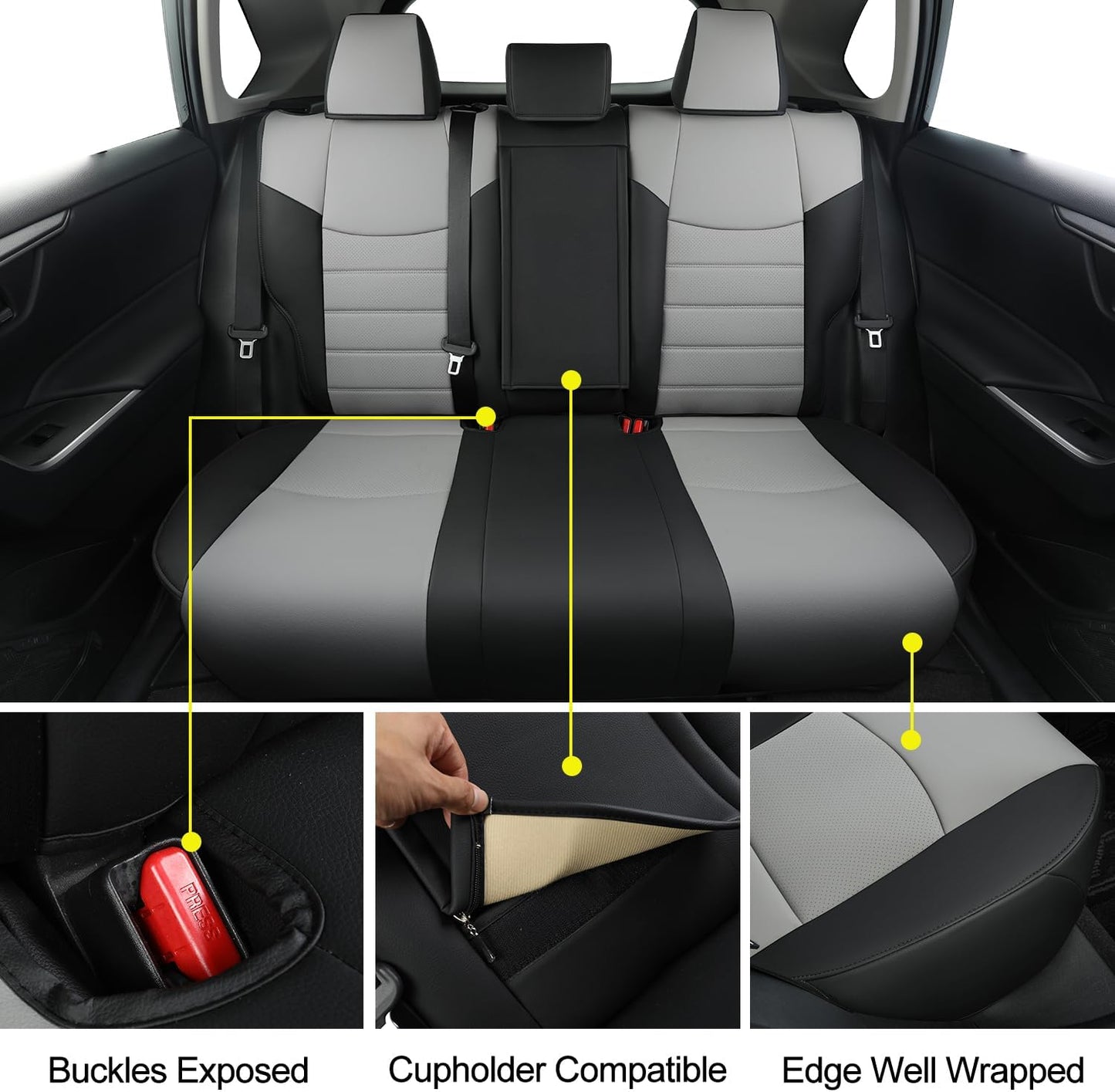 RISINGSTAR Rav4 Seat Covers, fit 2019-2025 Toyota Rav4 XLE LE XLE Premium Limited Base SUV, not for Adventure and TRD-Off(Black&Gray)