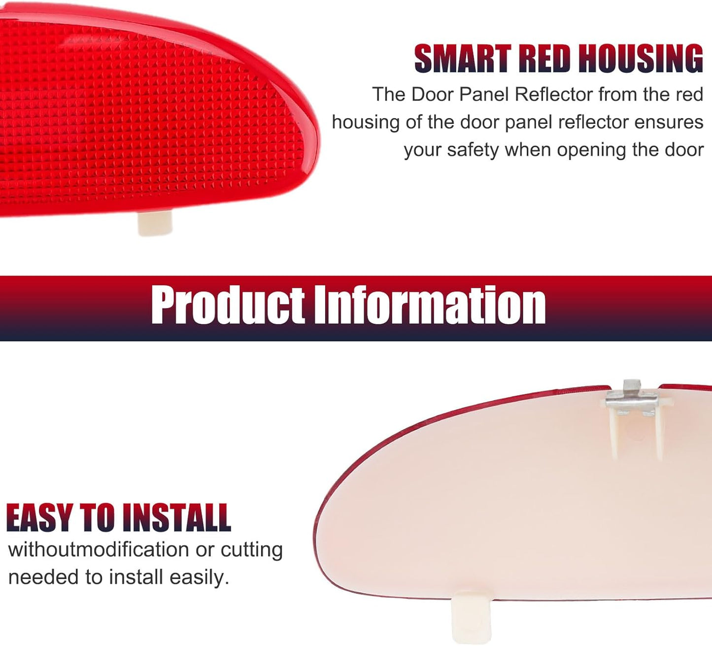 DERI Car Front Inner Door Panel Reflector Plate with Buckle Compatible with C5 Corvette 1997-2004, Left or Right Side Door Panel Reflector Assembly Replace 10295148 (Red) 1Pack