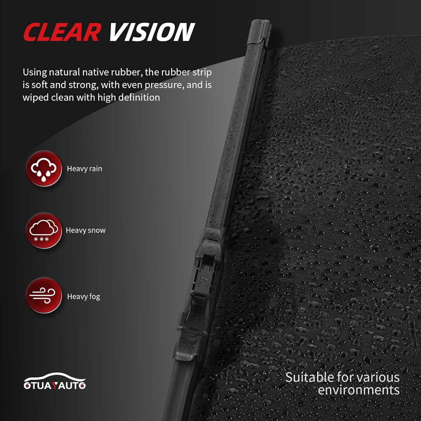 OTUAYAUTO Windshield Wiper Blades - Replacement for Mercedes-Benz ML-Class W164, ML320 ML350 ML550 ML63 06-11, X164 05-12, W251 06-12, Front and Rear Wiper Blades, Pinch Tab - 28"+21"+12" (Pack of 3)