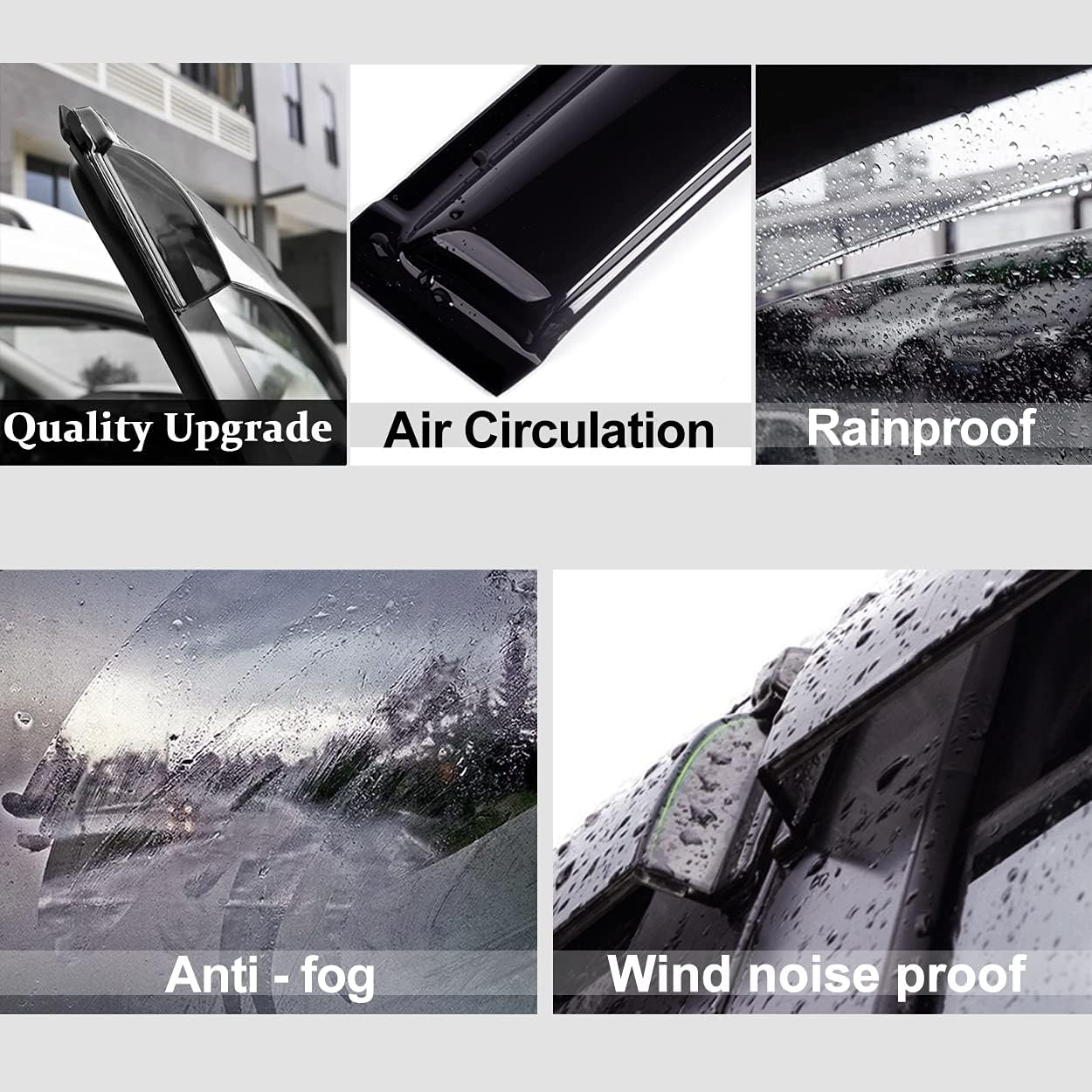 Side Window Visor Vent Deflector Rain Guard,4pcs Outside Mount Tape-on Shatterproof Dark Smoke window shades fit for 2007-2018 Jeep Wrangler 4-Door (JK) 94249