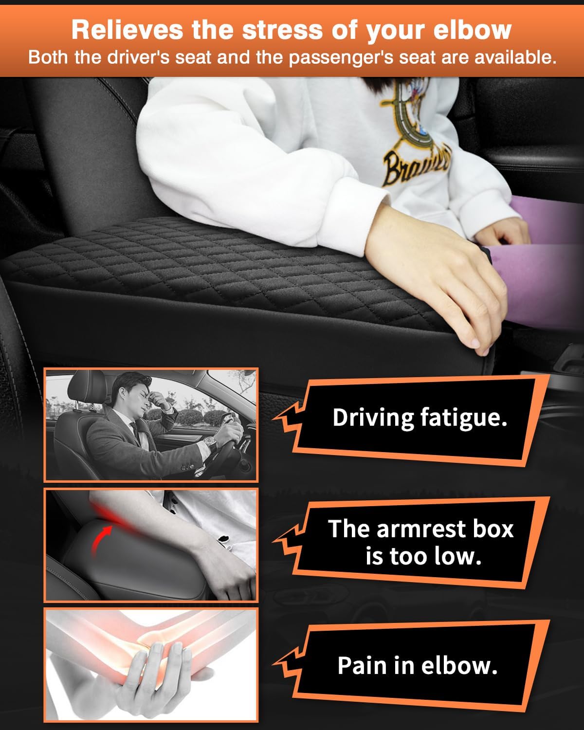 Shademax Custom for Honda Pilot Center Console Cover,Armrest Cover for Honda Pilot/Ridgeline/Passport Accessories 2023-2025 2026 Arm Rest Cushion Pad Console Lid Cover PU Leather Black