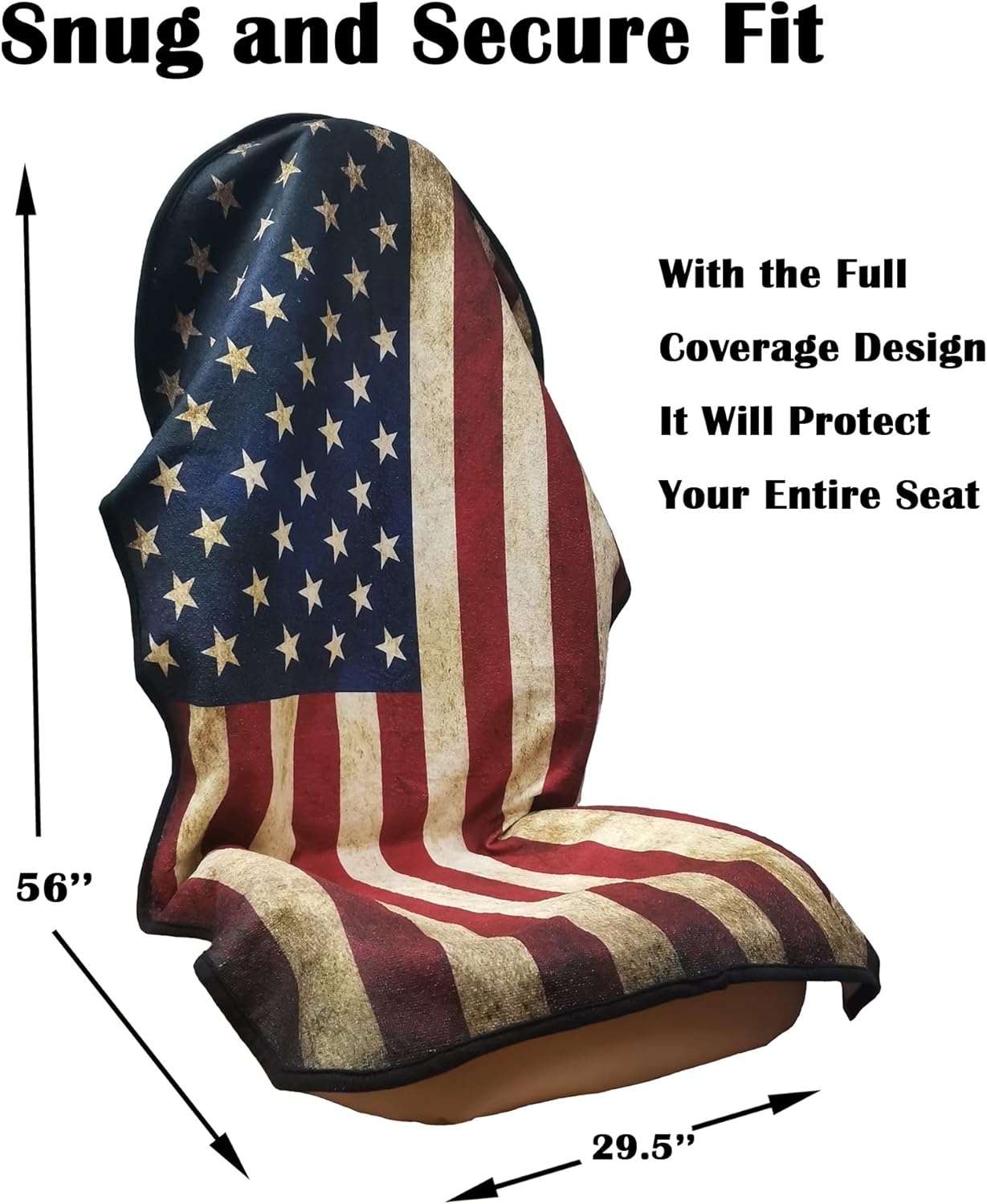 Car Seat Cover Protector Front Seats,for Gym Workout,Running,Swimming,Beach and Hiking,Waterproof Sweat Towel Bucket Seat Covers for Cars SUV Trucks (American Flag, 1Pcs)