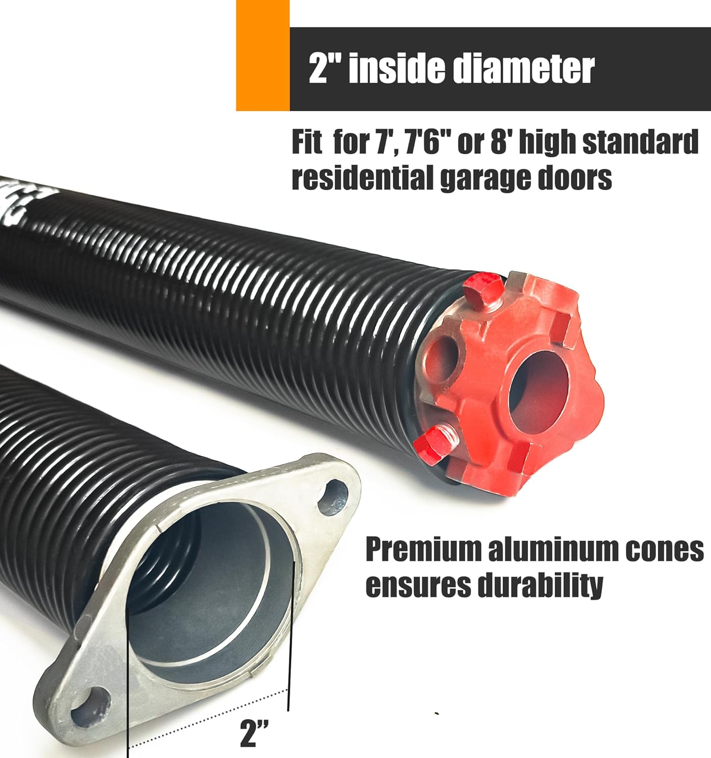 Garage Door Torsion Spring Set, Pair of 2" Electrophoresis Coated Garage Door Spring Replacement with 2 Non-Slip Winding Bars and Bearing, Minimum 16000 Cycles (.234x2x30")