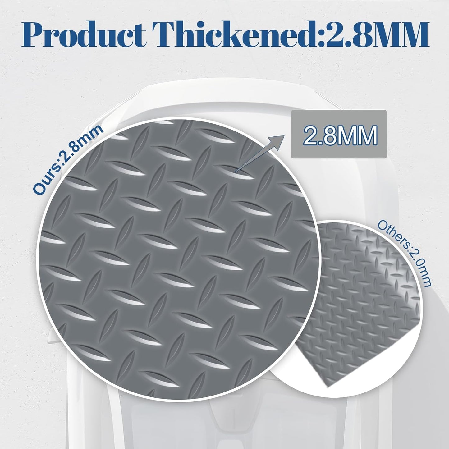 5 x 10 FT Garage Floor Mats - Slip Resistant Grip, Water & Stain Resistant PVC Mat for SUVs, RV Trailer,Truck,Pickup.2.8mm Thickened Diamond Plate Flooring Roll for Under Car,Parking Mats