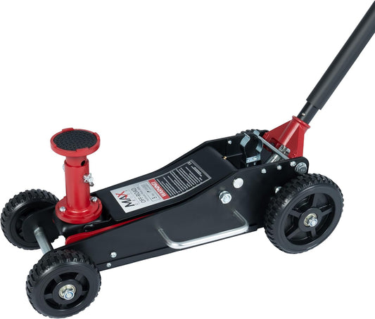 3 Ton (6600 lbs.) Big Wheel Dual Pistons Heavy-Duty Steel Construction Off-Road Jack, Hydraulic Car Jack with Extra Saddle, for Trucks, SUVs, ATVs