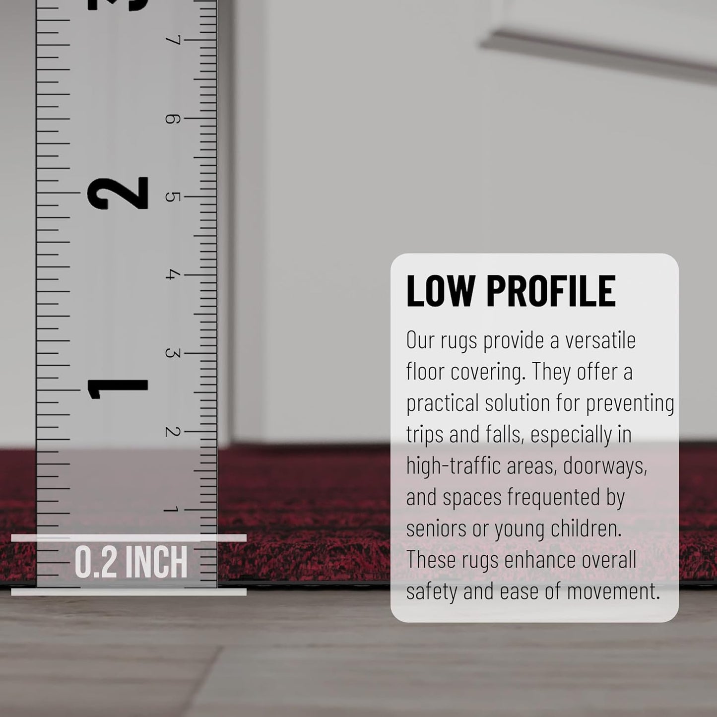 Ottomanson Mud Mat 2' x 2' Entryway Rug - Non-Slip Scraper Doormat for Muddy Paws, Dirt Trapping Indoor/Outdoor Mat for High-Traffic Areas, Kitchen, Garage, Patio, Red