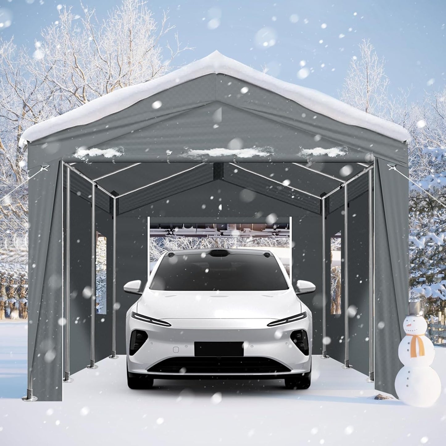VINGLI 10x20 Carport Canopy Portable Garage with Roll-up Windows & Removable Sidewalls, Car Canopy Heavy Duty Car Tent for SUV, Boats, RVs, Trucks