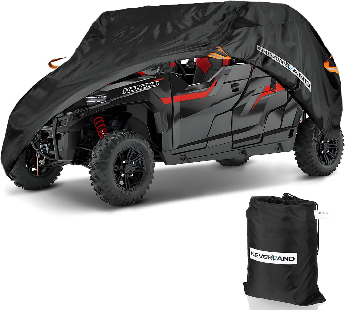 NEVERLAND UTV Cover Waterproof Outdoor - Oxford Cloth Compatible with Polaris Ranger RZR Yamaha Rhino Can-Am Commander Defender Honda Pioneer Sxs Teryx 2-3 Passenger Black (Up to 125”)