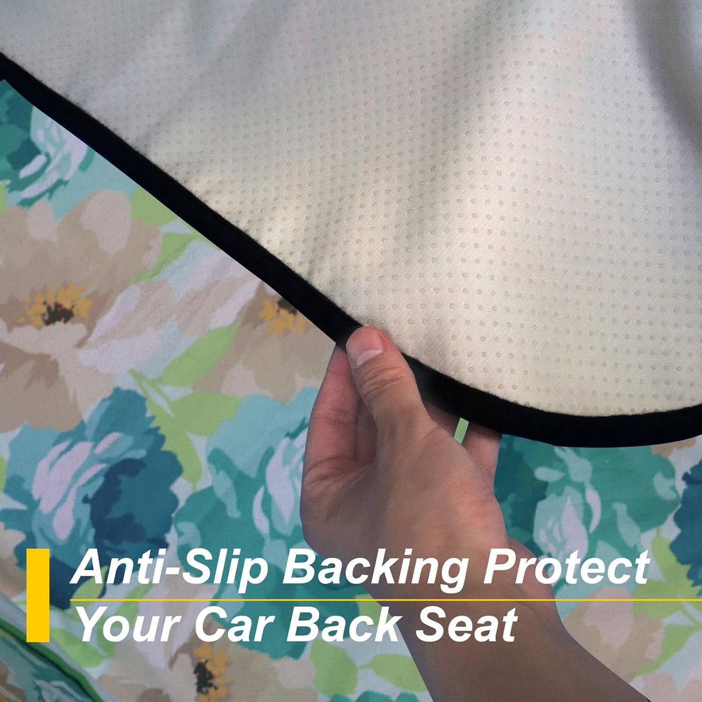 Back Seat Cover for Car Trucks Van SUV,Waterproof Rear Bench Towel Seat Covers for Dogs and Kids,Automotive Backseat Protector (Chrysanthemum)