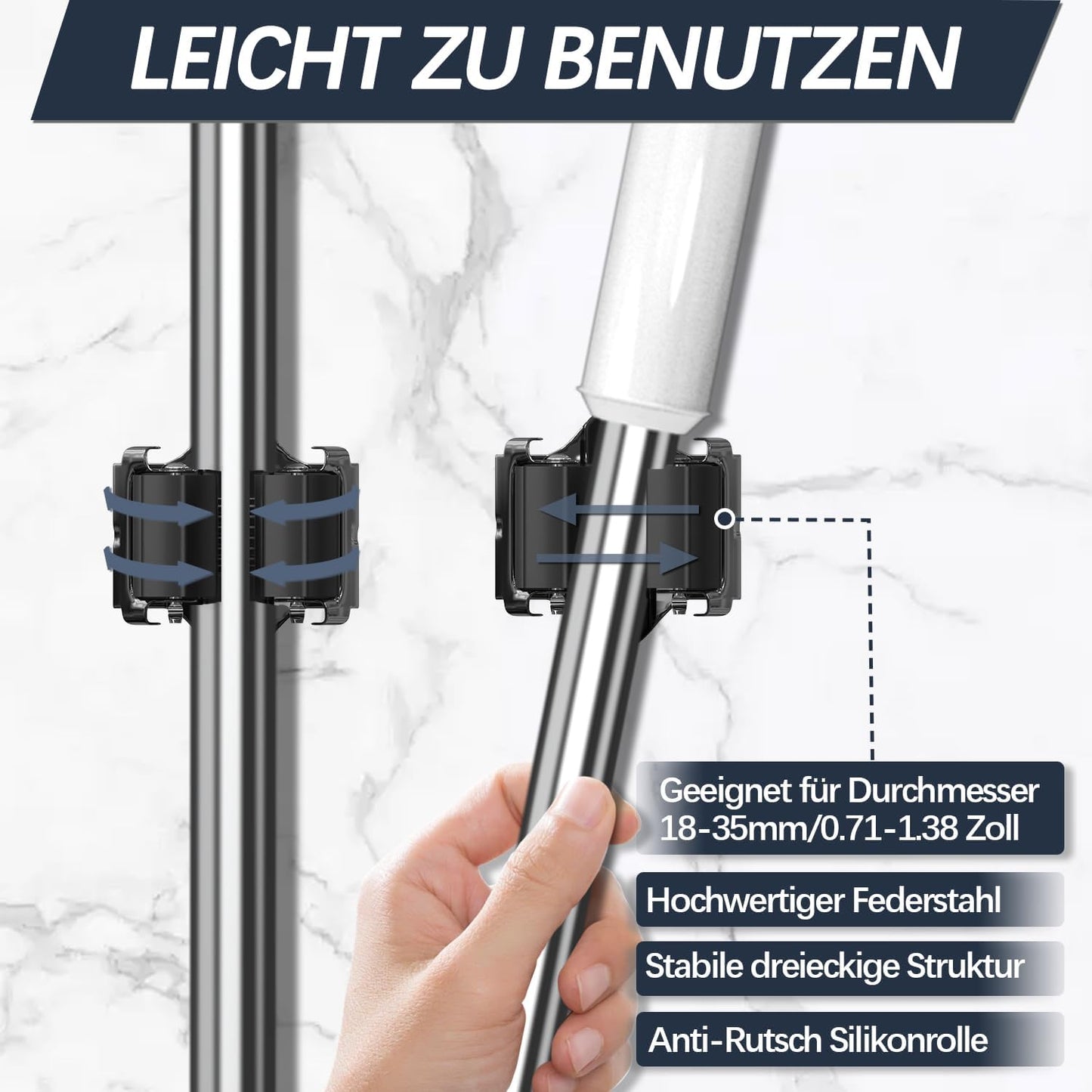 Mop and Broom Holder Big Size Hanging 1 KG Extra,Broom Holder 8 Pack,Broom Holder Wall Mount for organizing mop broom in Garden Laundry Room Cleaning Bathroom Kitchen Garage(Black)