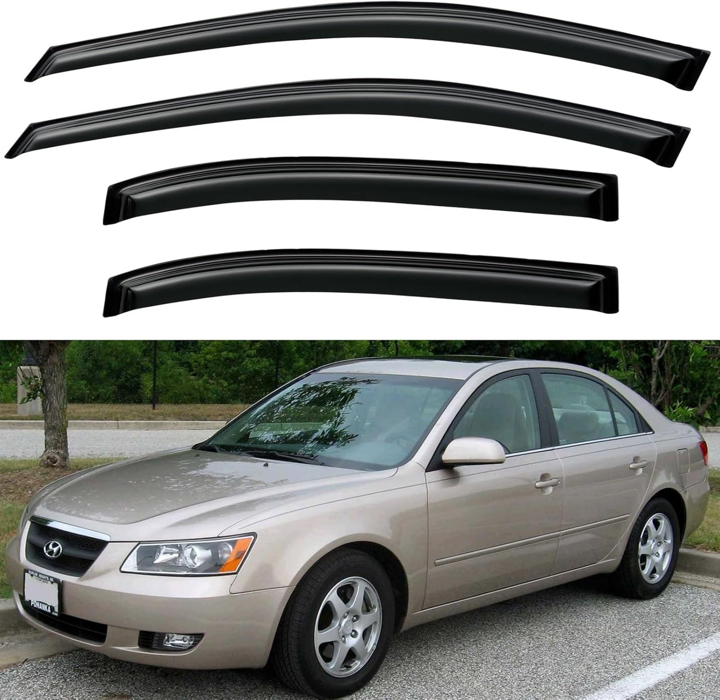Window Visors Rain Guards Shield for 2006-2010 Hyundai Sonata, Out-Channel Window Vent Wind Deflectors Visors Shades for 06-10 Sonata