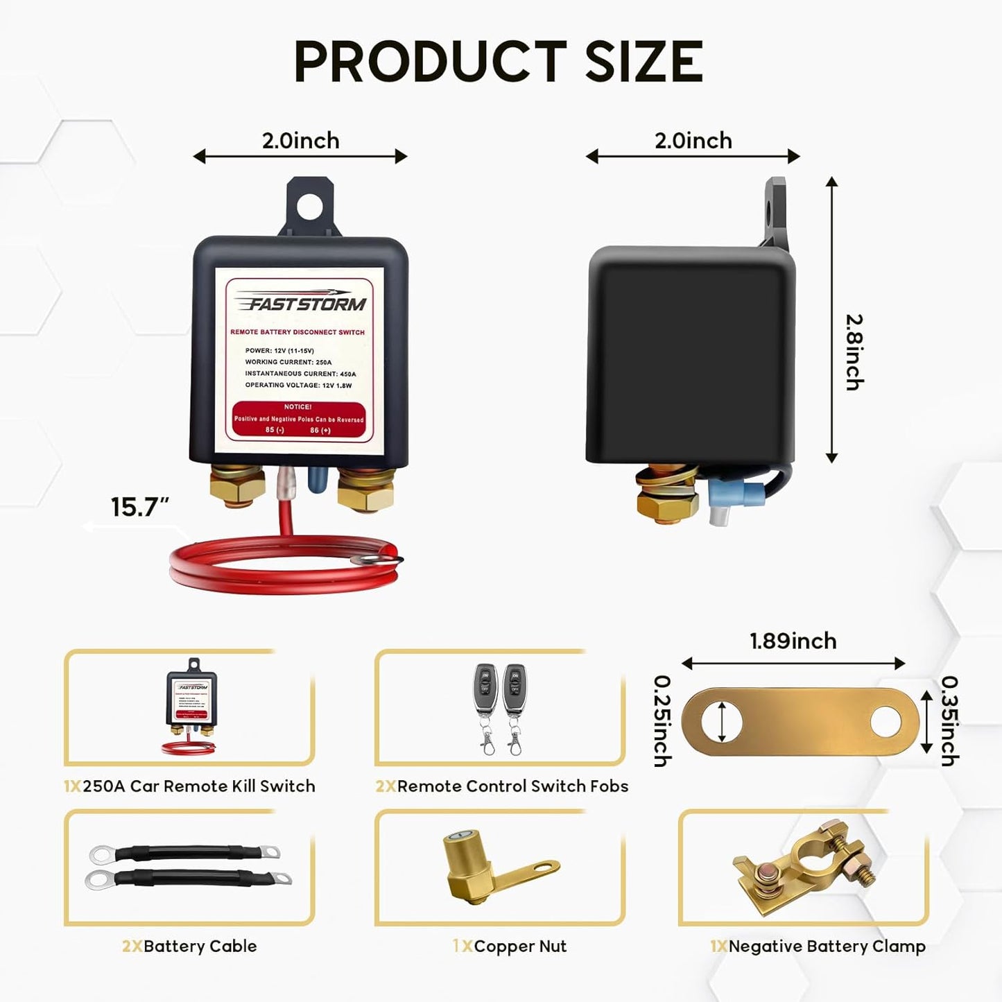 Car Remote Battery Disconnect Switch 12V, 250A Top Post Negative Battery Shut Off Switch Automotive Anti Theft Kill Switch Kit Upgrade Prevent Battery Drain for Truck, RV Auto, Boat