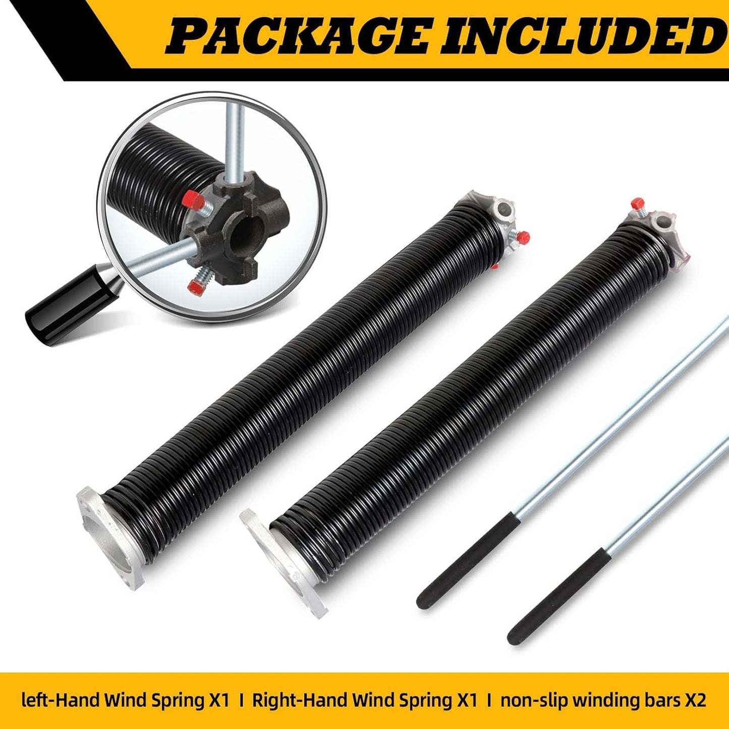 Pair of 2"Garage Door Torsion Springs Set with Non-Slip Winding Bars, Electrophoretic Coated (0.218X2"X32")