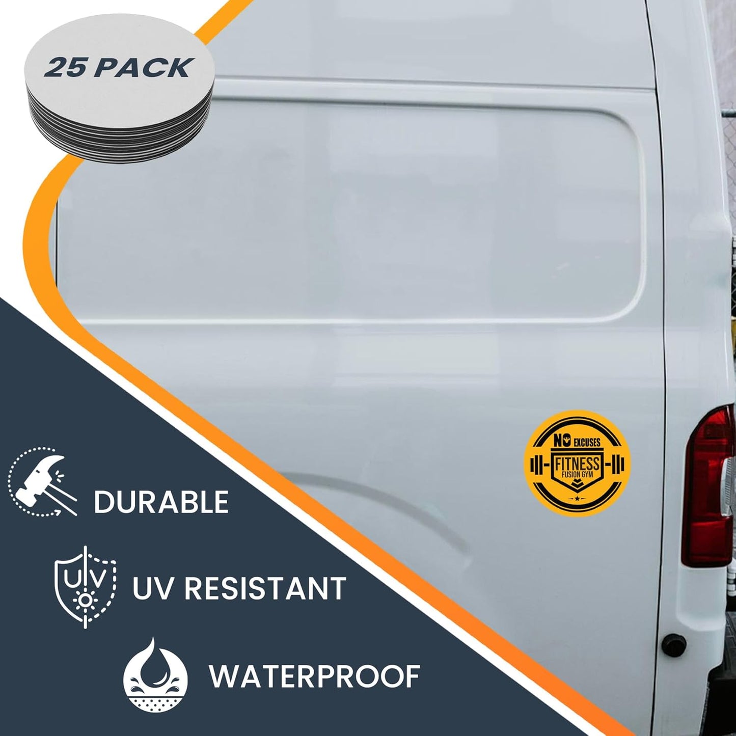 Magnet Me Up Customizable 30 Mil Round Magnet- 6”, 50 PK Weatherproof Car Magnet for Businesses, Sports Teams, Fundraiser, Personal Expression- Custom Text & Logo- Strong Magnetic Vinyl for Vehicles