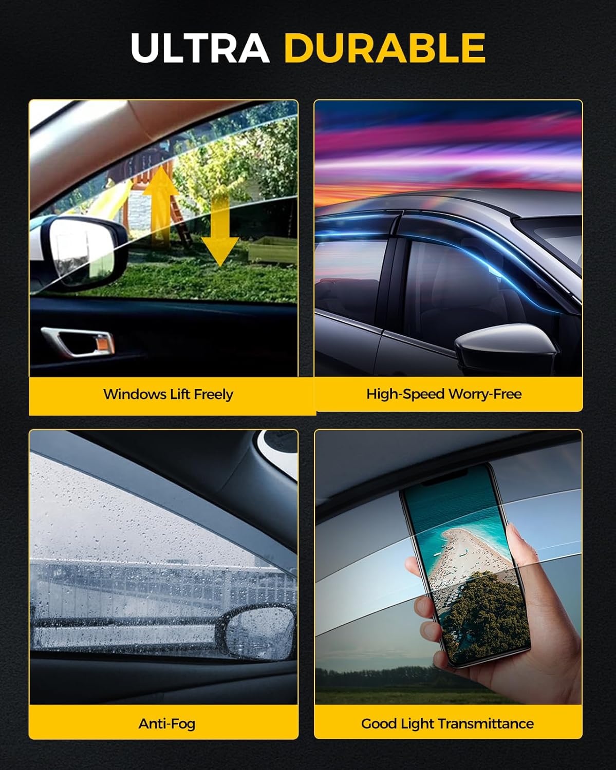 Rain Guards for Car Windows, Tape-On Window Visors Rain Guards Fit for Honda CR-V 2012 2013 2014 2015 2016, Window Deflectors, Vent Visors for Honda Car Accessories, 4 Pieces