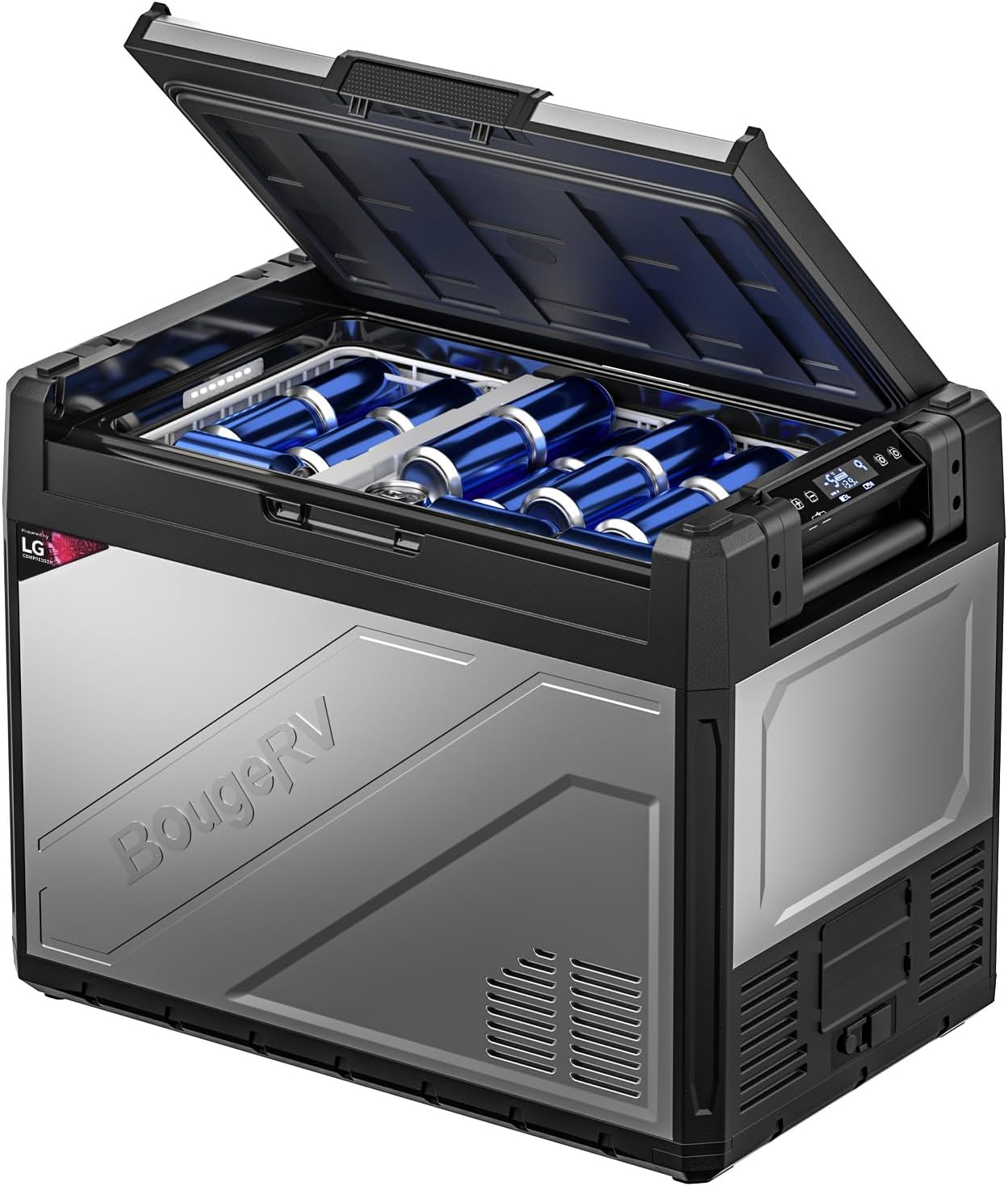 BougeRV 12 Volt Portable Refrigerator, 69 Quart Rocky V2.0 Dual Zone Car Fridge Freezer with APP Control, Compressor Cooler 12/24V DC, 110~240V AC for Overlanding, Camping, Travel, RV, Truck