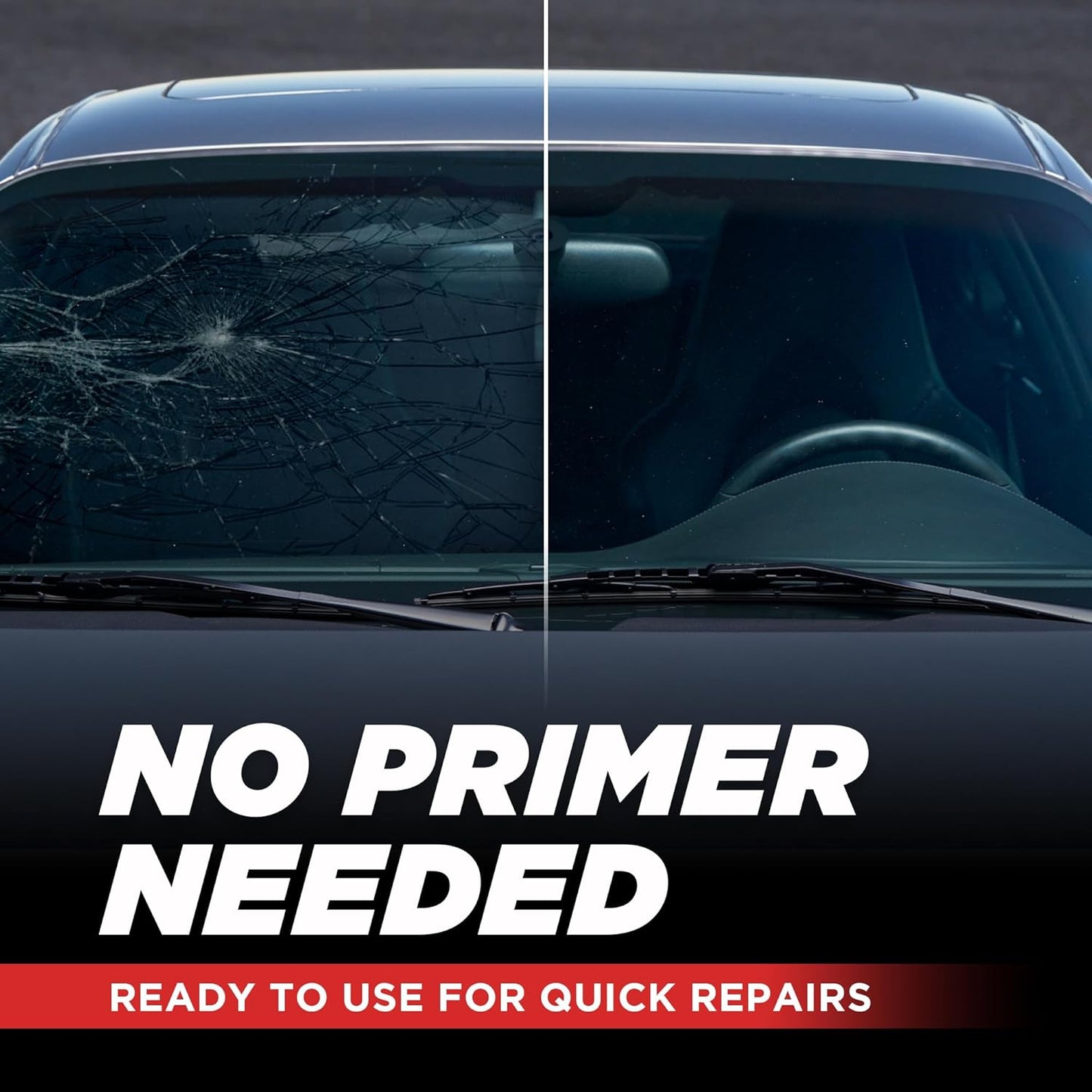 Polyurethane Windshield Adhesive - Quick Curing & Weather Resistant Auto Glass Adhesive, Vertical & Overhead Application, Windshield Repair Kit with Gloves, Applicator Tip & Cartridge - 310ml Black