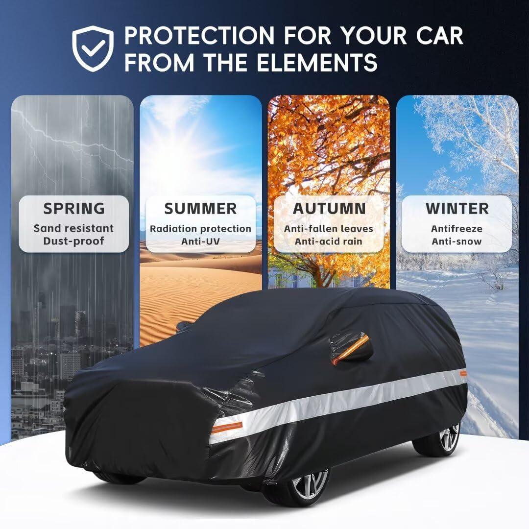 10 Layers SUV Car Cover Custom Fit for Toyota 4Runner (2002-2024) Waterproof All Weather for Automobiles, Outdoor Full Cover Sun UV Rain Protection.Black